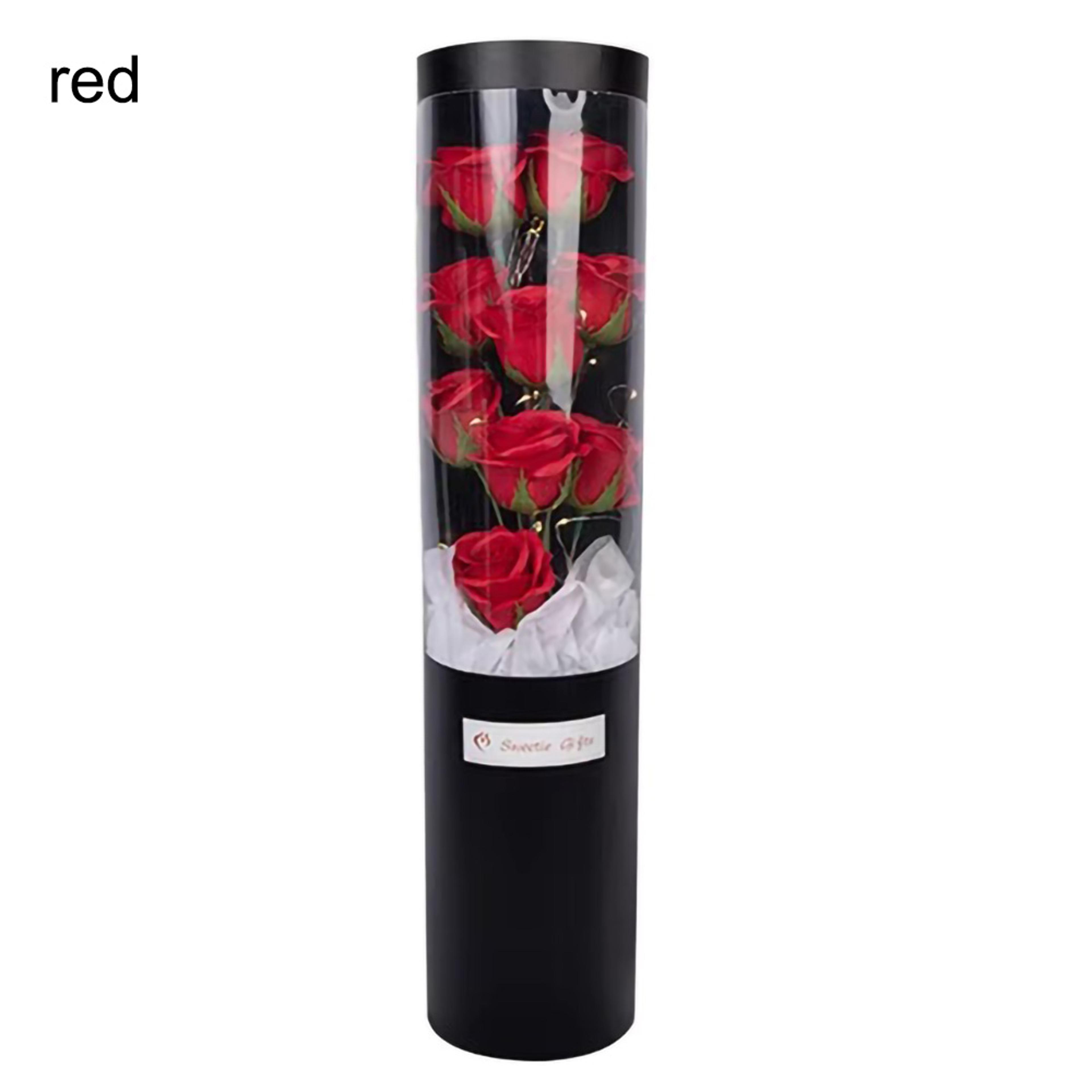 LED 9 Soap Bouquets Eternal Rose Flower Bouquet With Fairy String Lights In Dome For Valentine Day  7