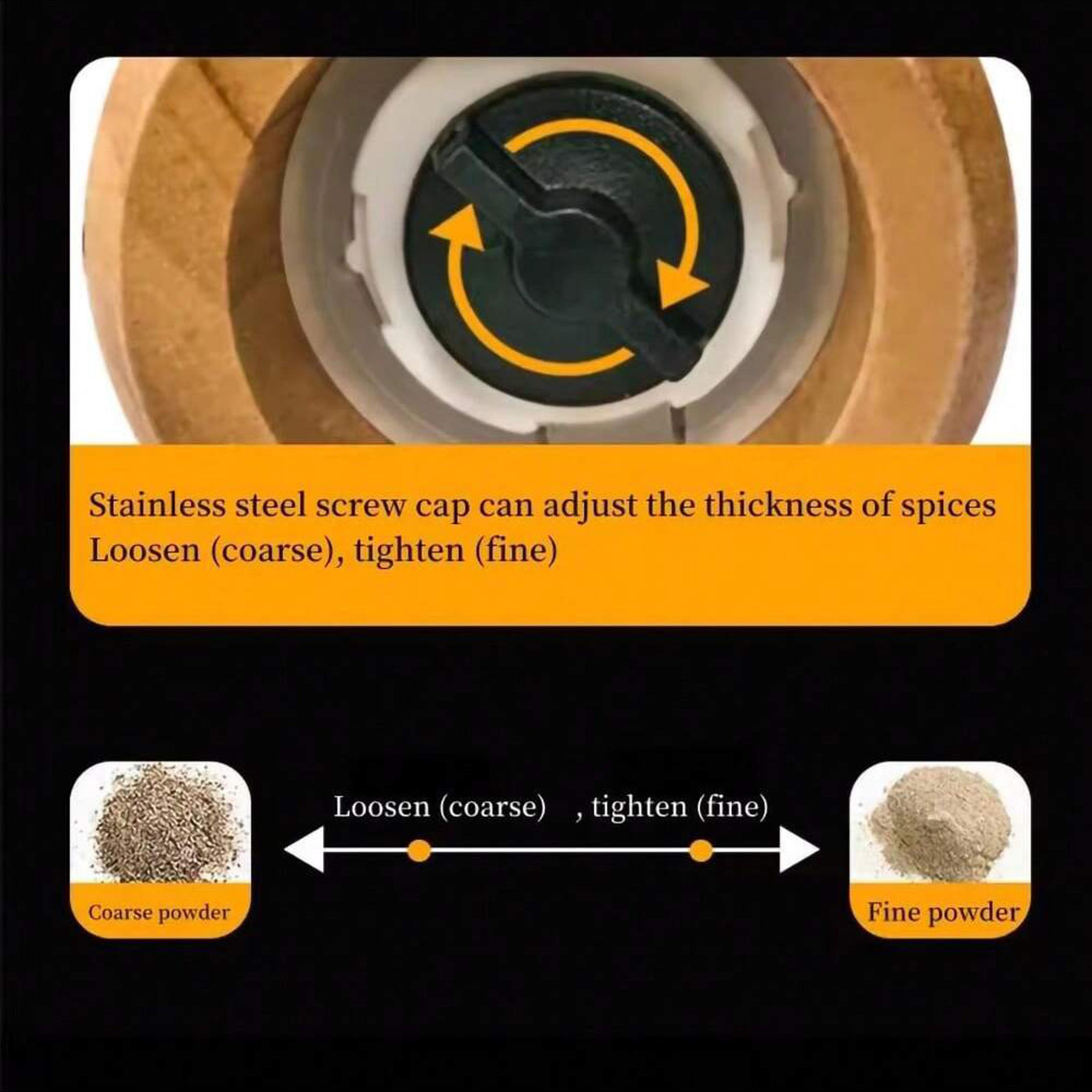 Adjustable Wooden Salt And Pepper Grinder Set With Ceramic Core And Storage Rack For Spices 5