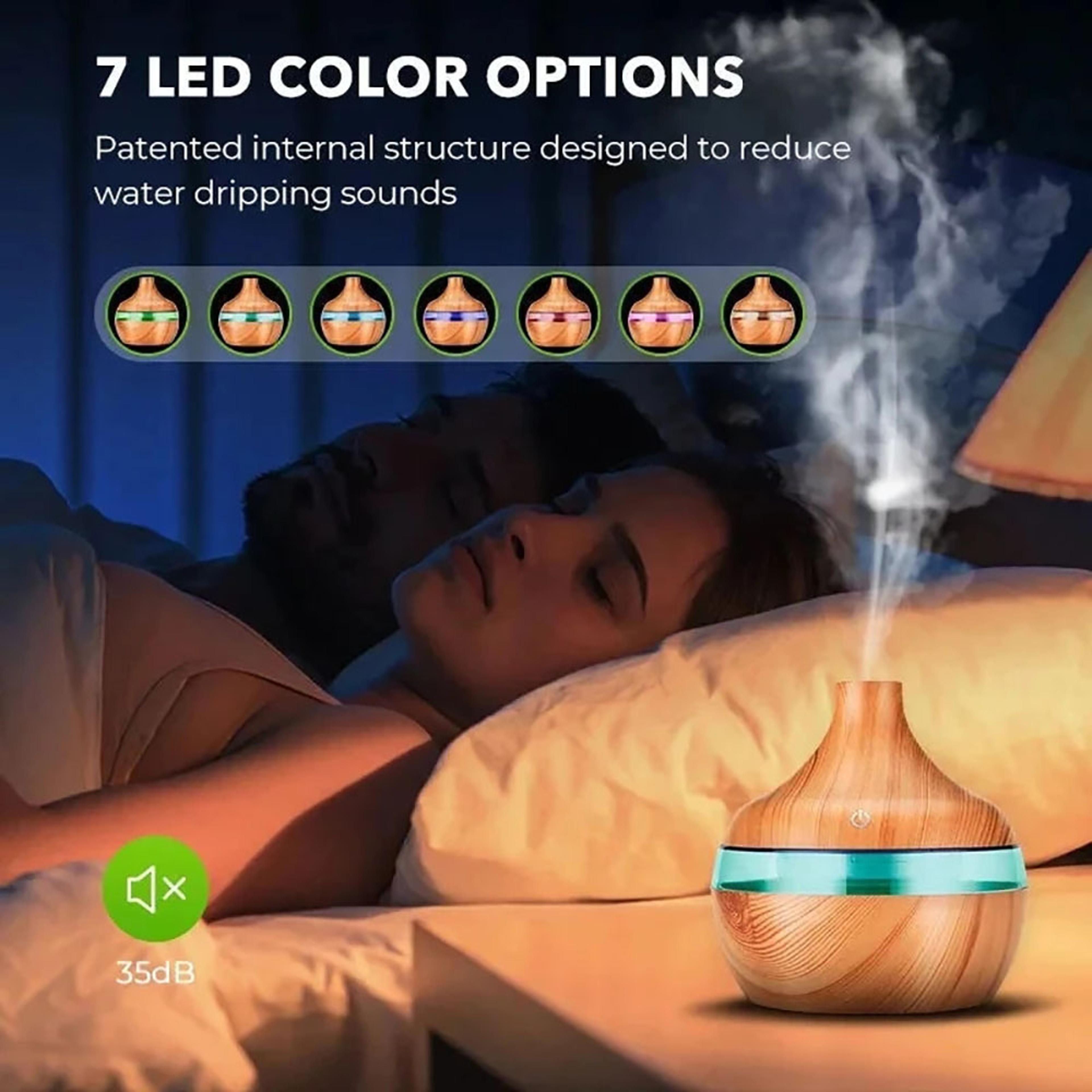 Wood Grain Ultrasonic Aromatherapy Essential Oil Diffuser Remote Control Air Humidifier With 7 Colo 2