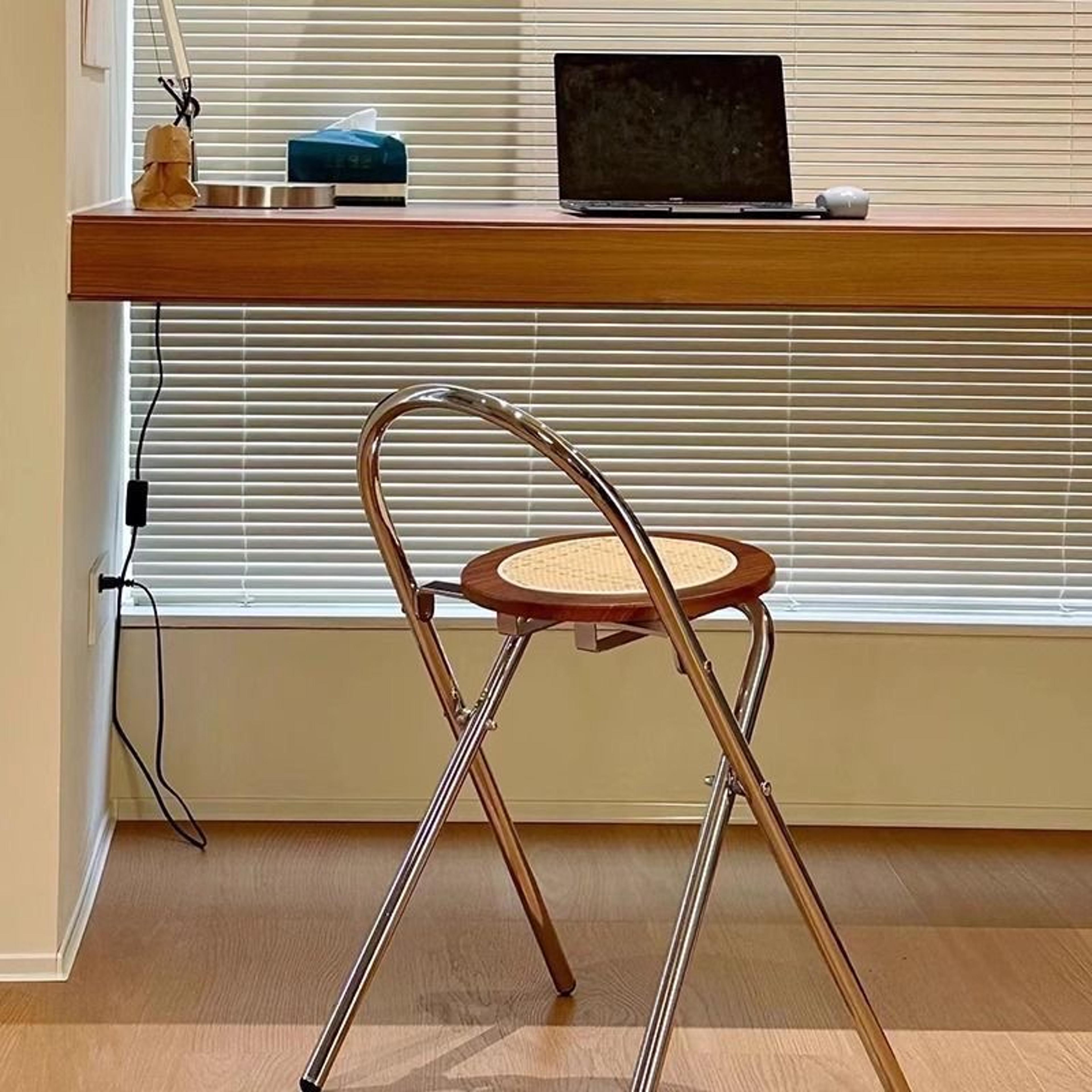 Foldable Retro Backrest Dining Chair Leisure Balcony Rattan Bar Chairs For Family Use 5