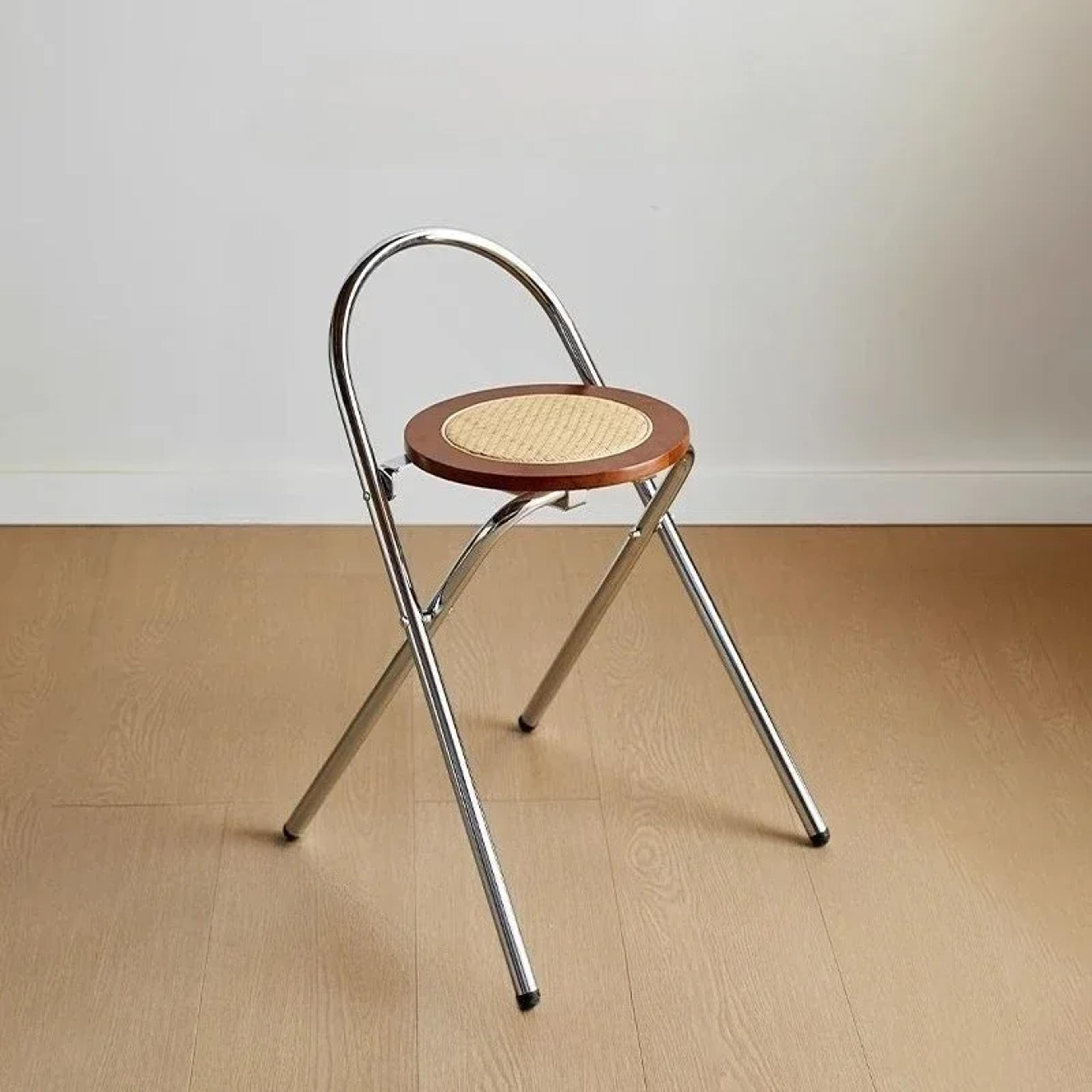 Foldable Retro Backrest Dining Chair Leisure Balcony Rattan Bar Chairs For Family Use 7