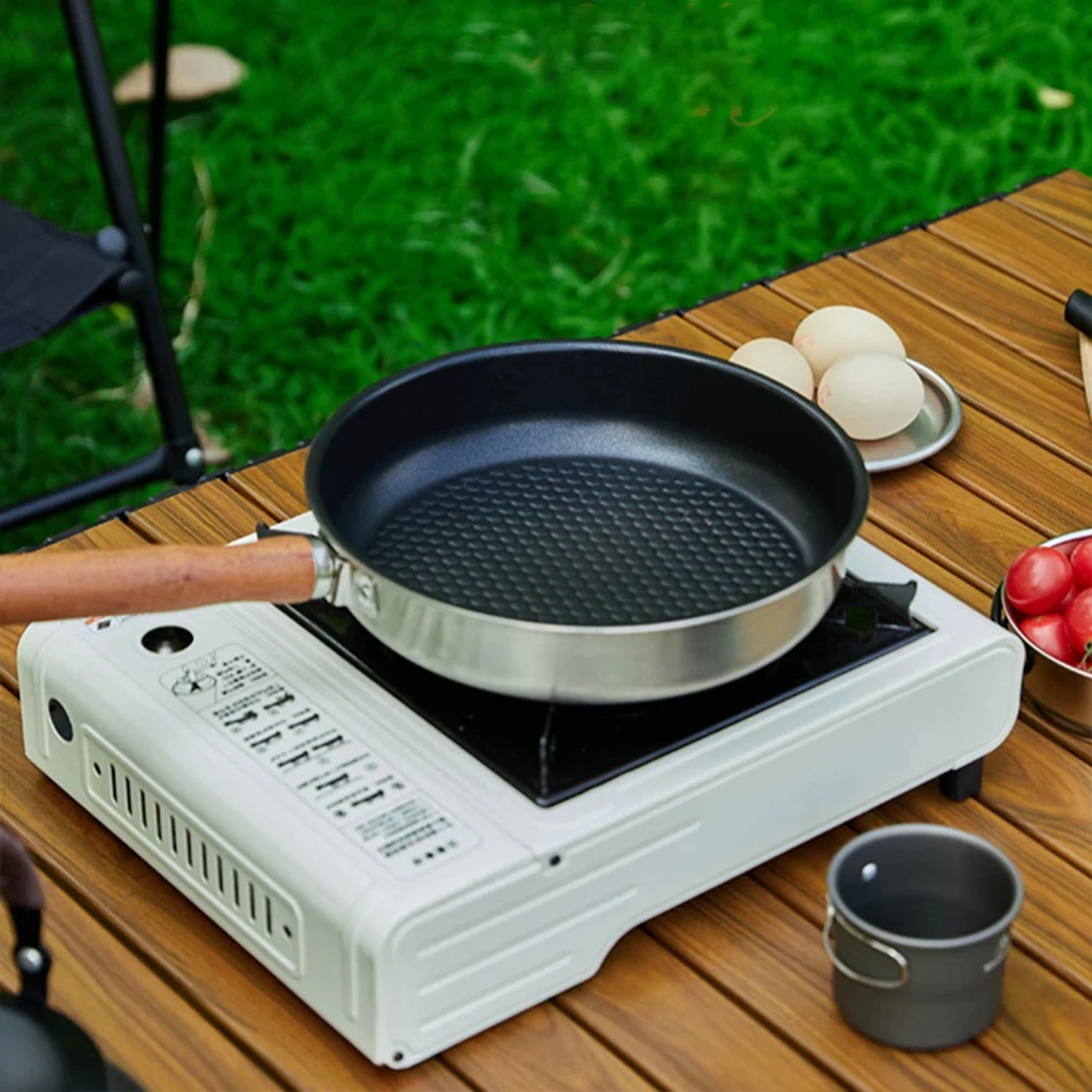 Portable Stainless Steel Mini Wok Pan NonStick Frying Pan For Eggs  Steaks FlatBottomed For Camping 4