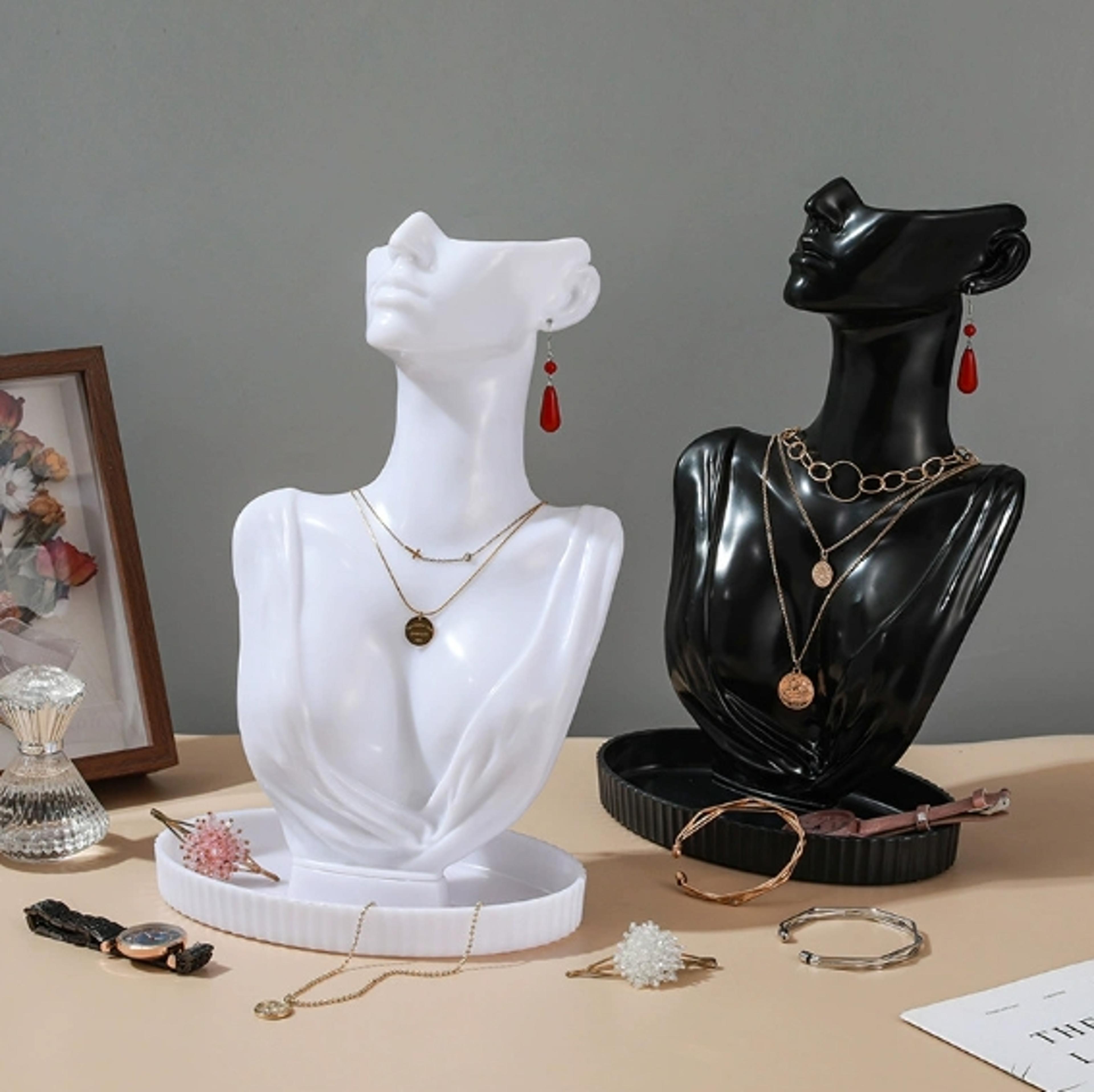 Jewelry Display Stand Portrait Neck Model Plastic Necklace  Earring Rack 0