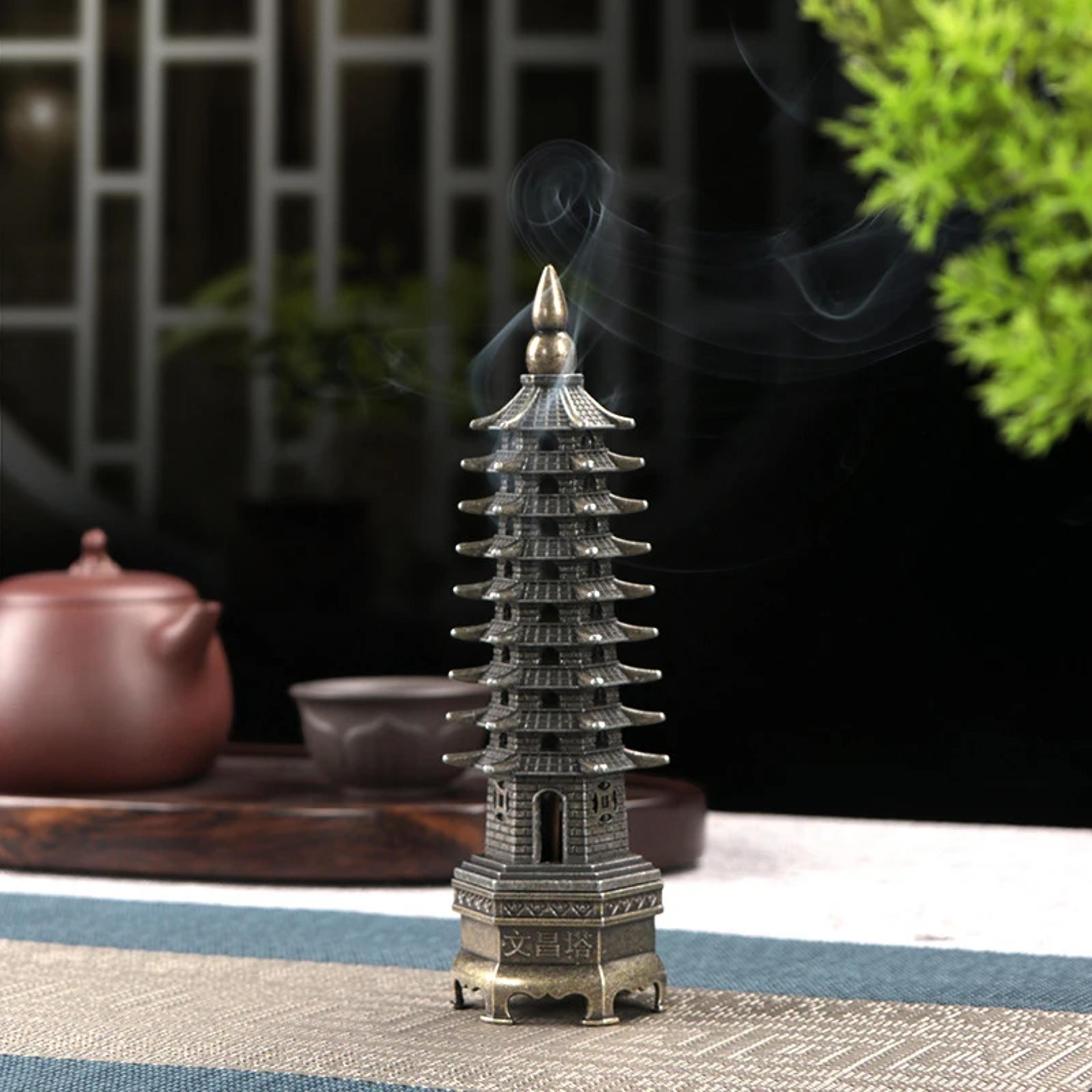 vertical incense burner 3d model china, wenchang pagoda home use incense burner holder, metal handicraft decor