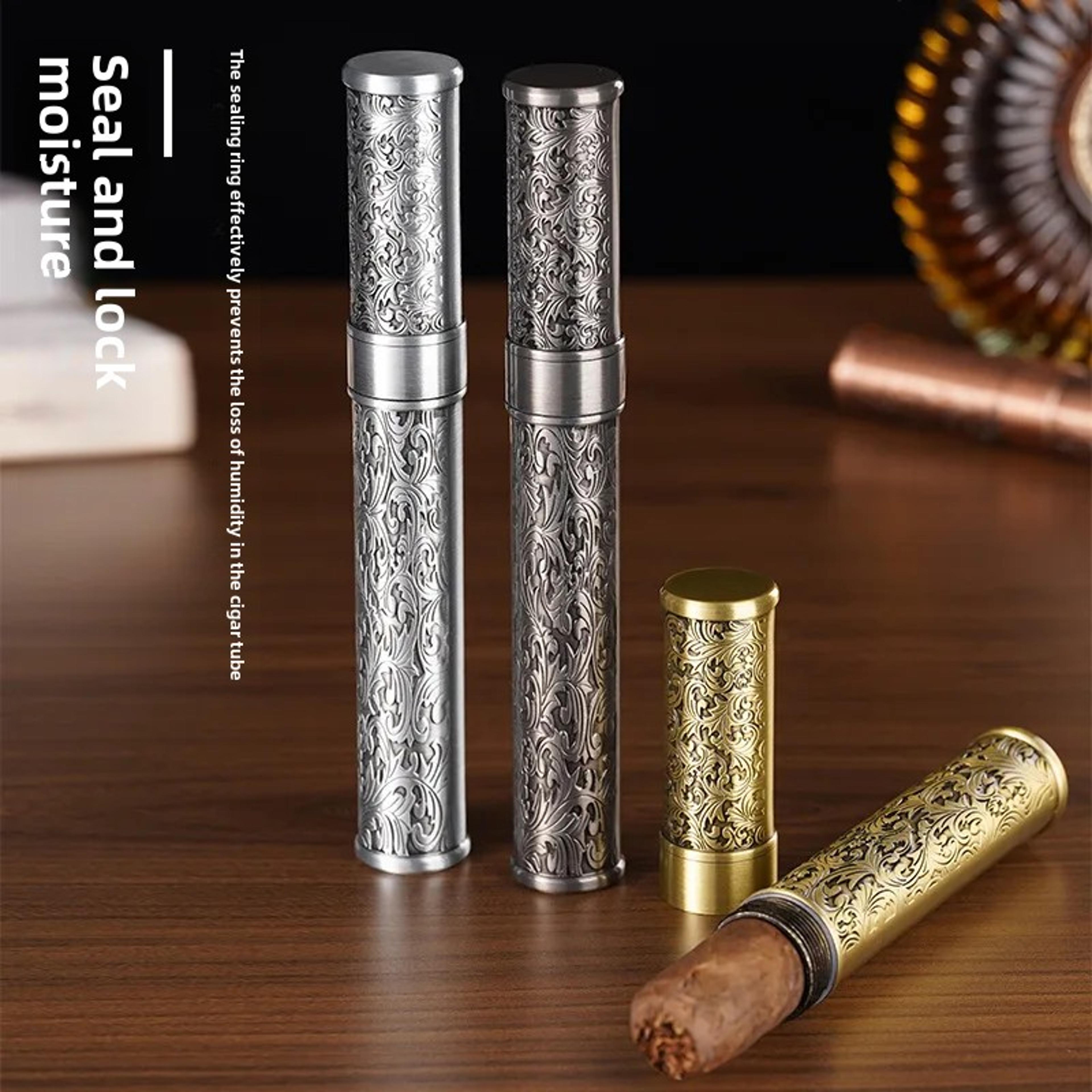 Single Tube Portable Metal Cigar Case Moisturizing Seal Cover Travel Outdoor Cigar Accessories For  3