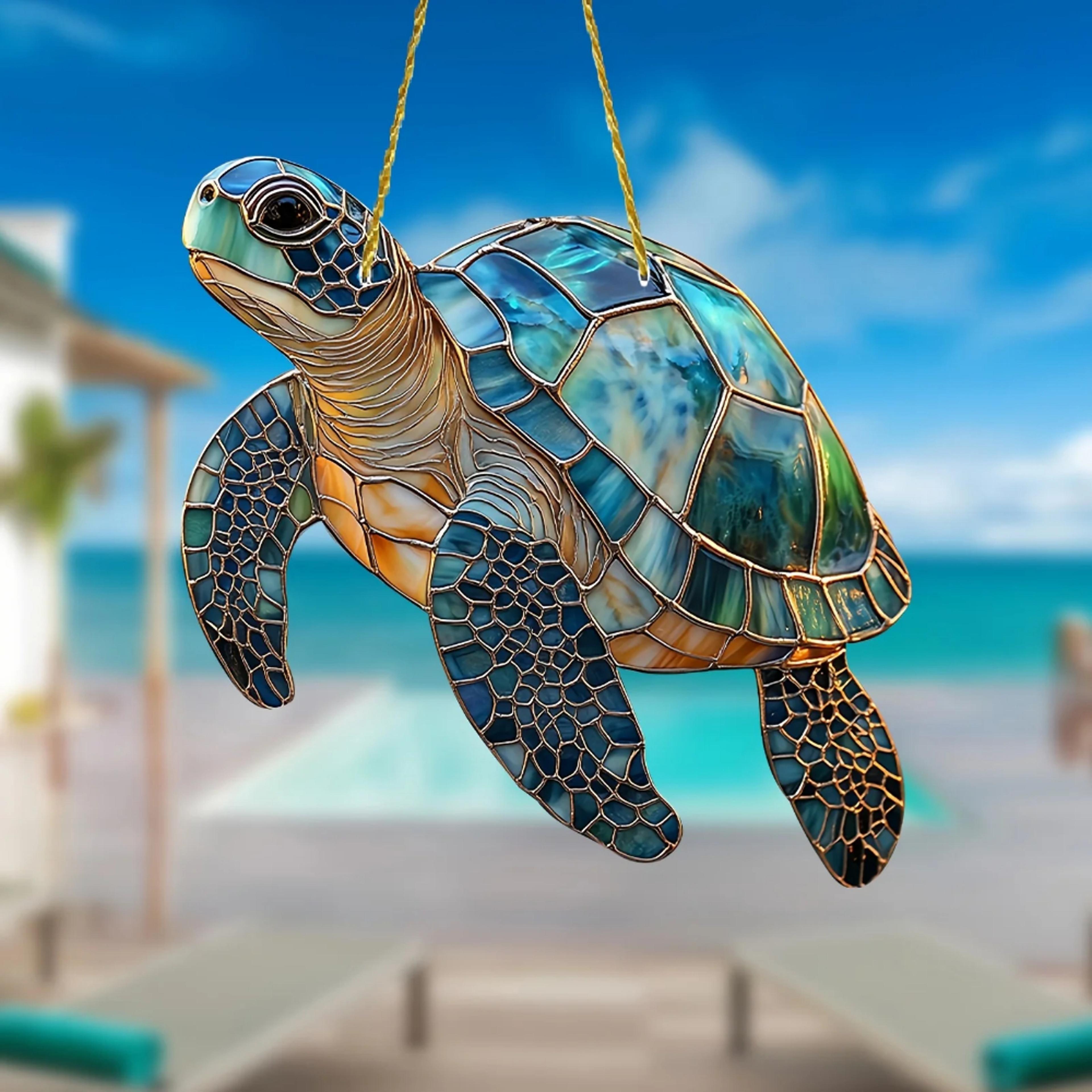 Glass Painted Acrylic Window Hanging Mythical Fire Phoenix  Turtle Sun Catcher Porch Pendant Decora 3