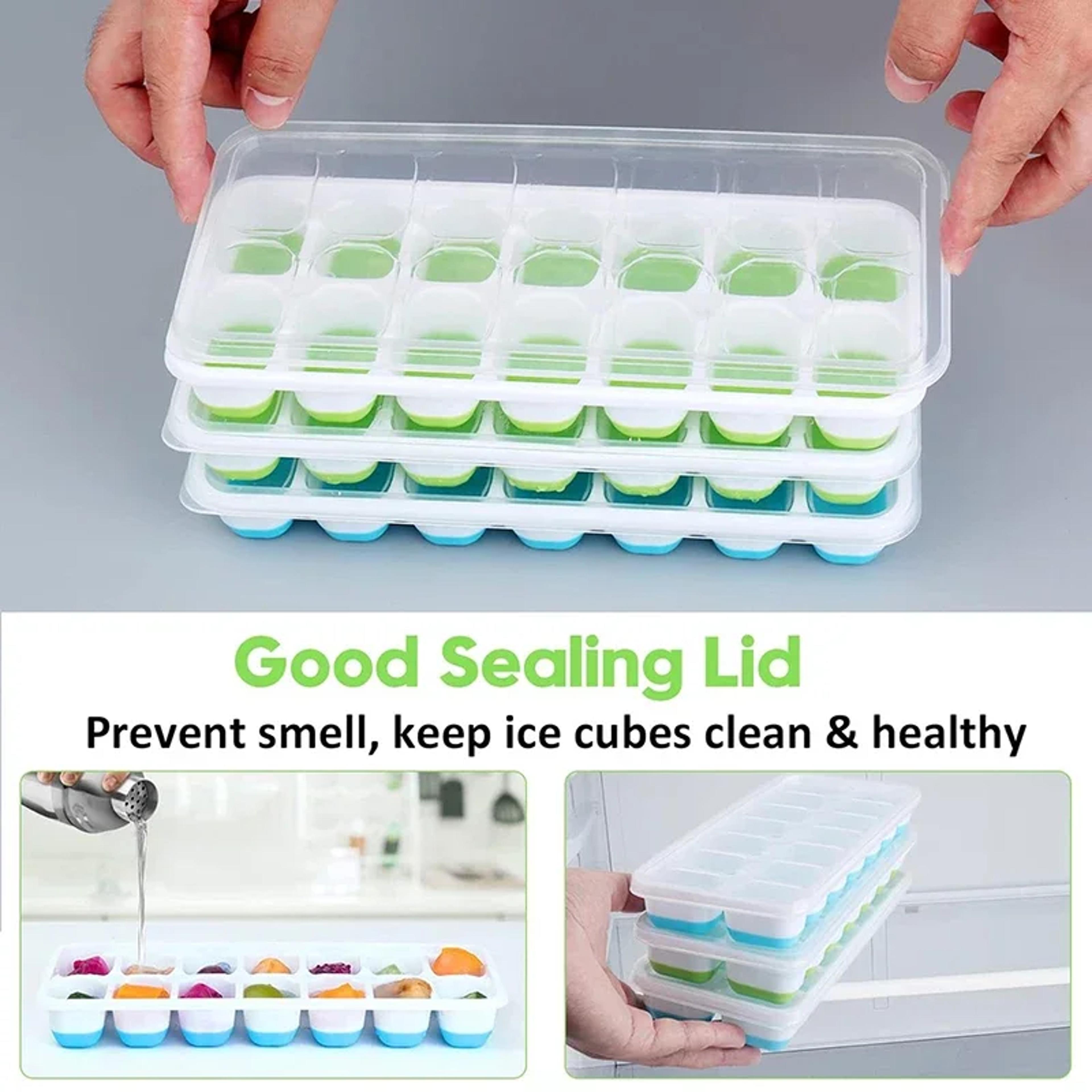 Ice Cube Tray Food Grade Reusable Square Silicone Ice Cube Tray Molds With Lid Silicone DIY Iced Bo 3