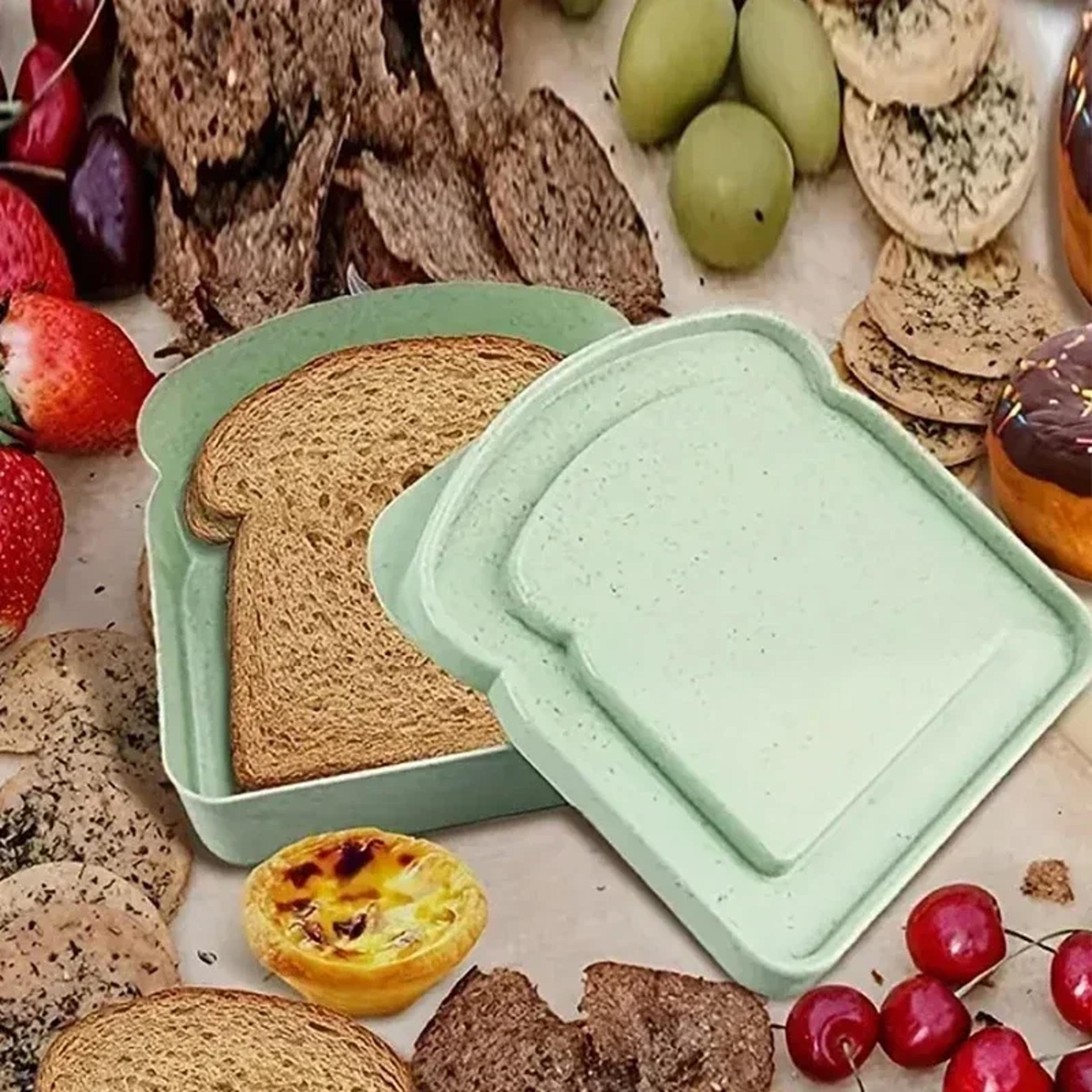 Portable Plastic Bento Box Toast Bread Sandwich Meal Box Food Container With Lid For Office Student 3