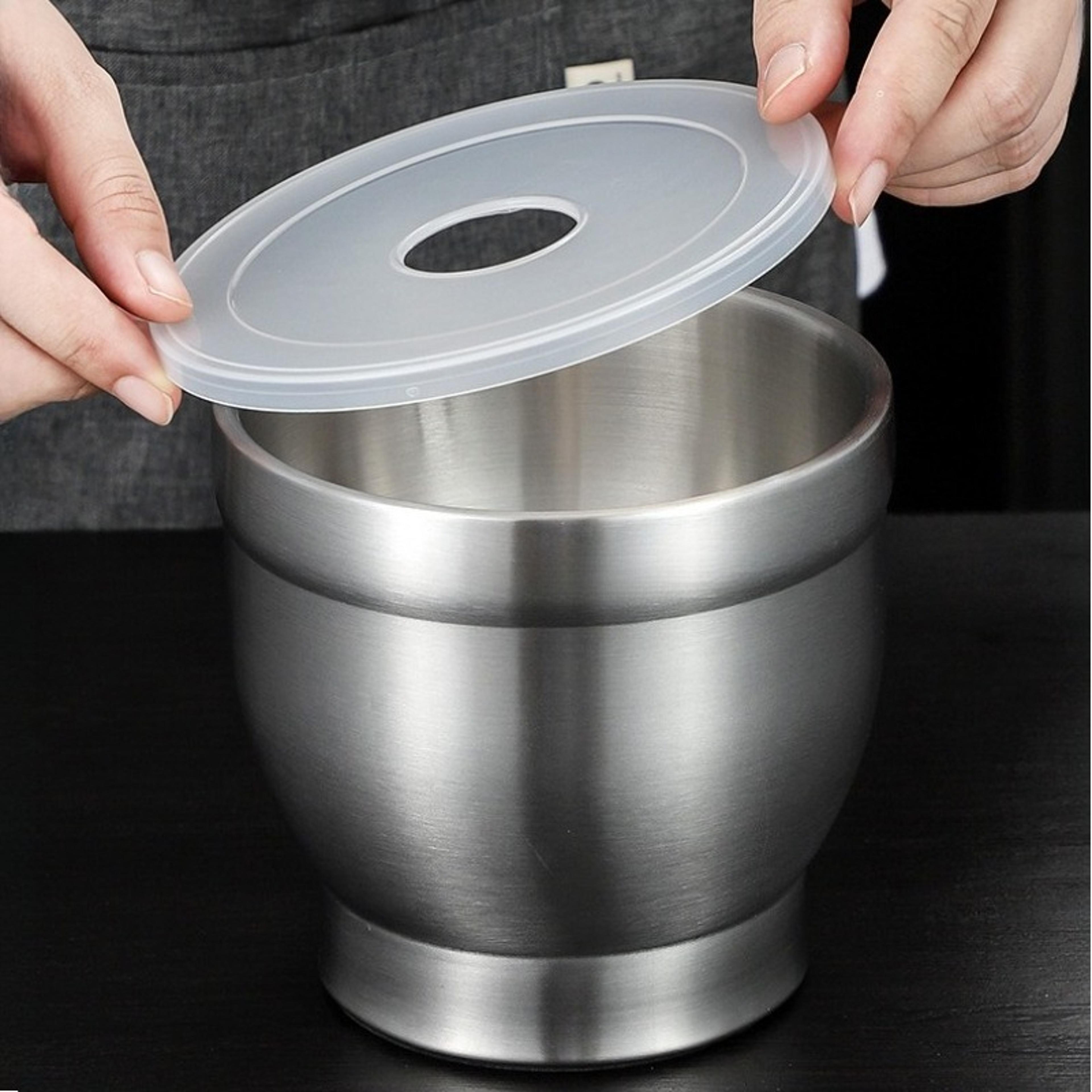 stainless steel manual garlic grinder, double mashers, mini herb pepper spice mortars for kitchen