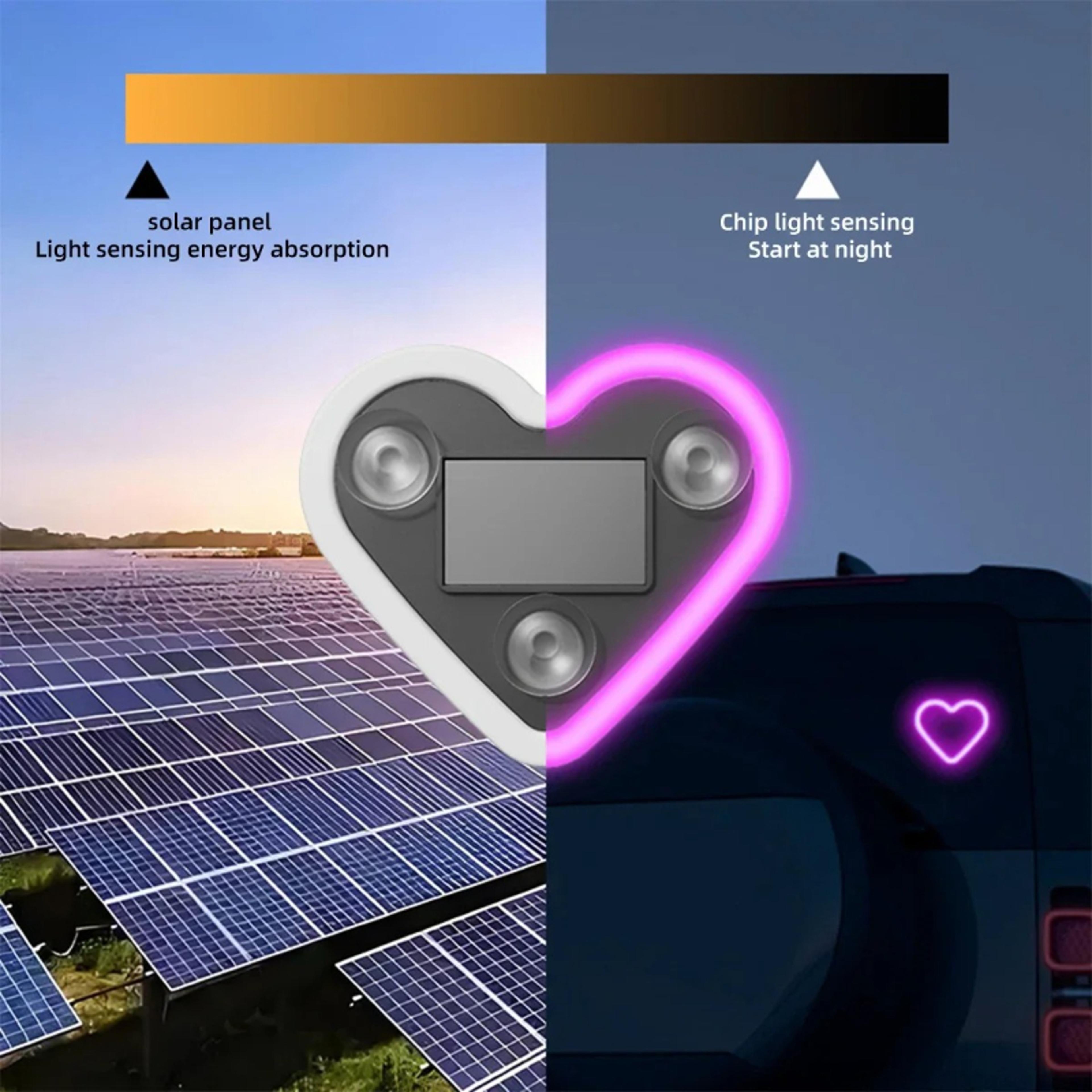 Solar LED Triangular Love Light Car Interior Neon Atmosphere Decoration For Motorcycle 5