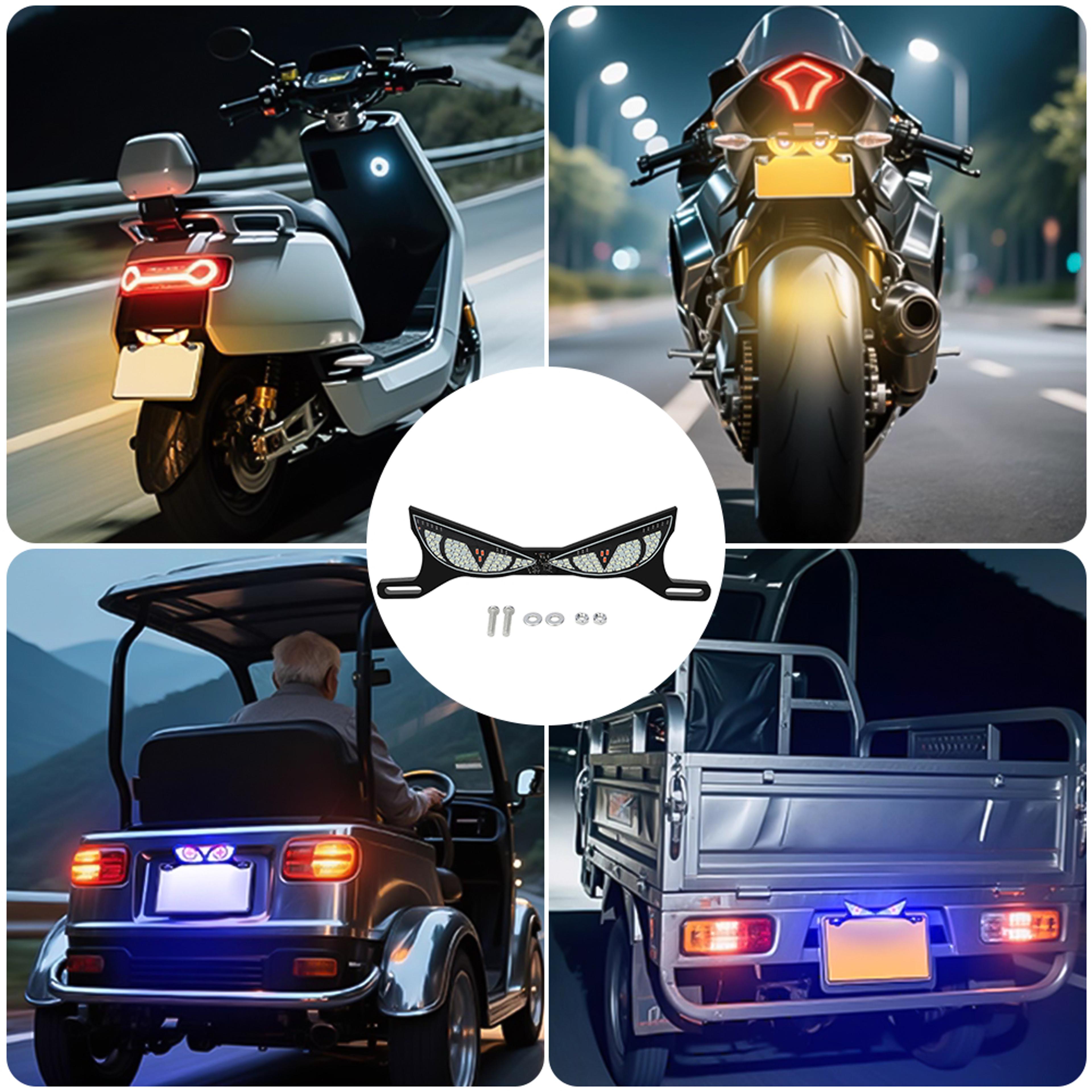 LED Decorative Atmosphere Lamp Motorcycle License Plate Tail Light Devil Eye Strobe 3