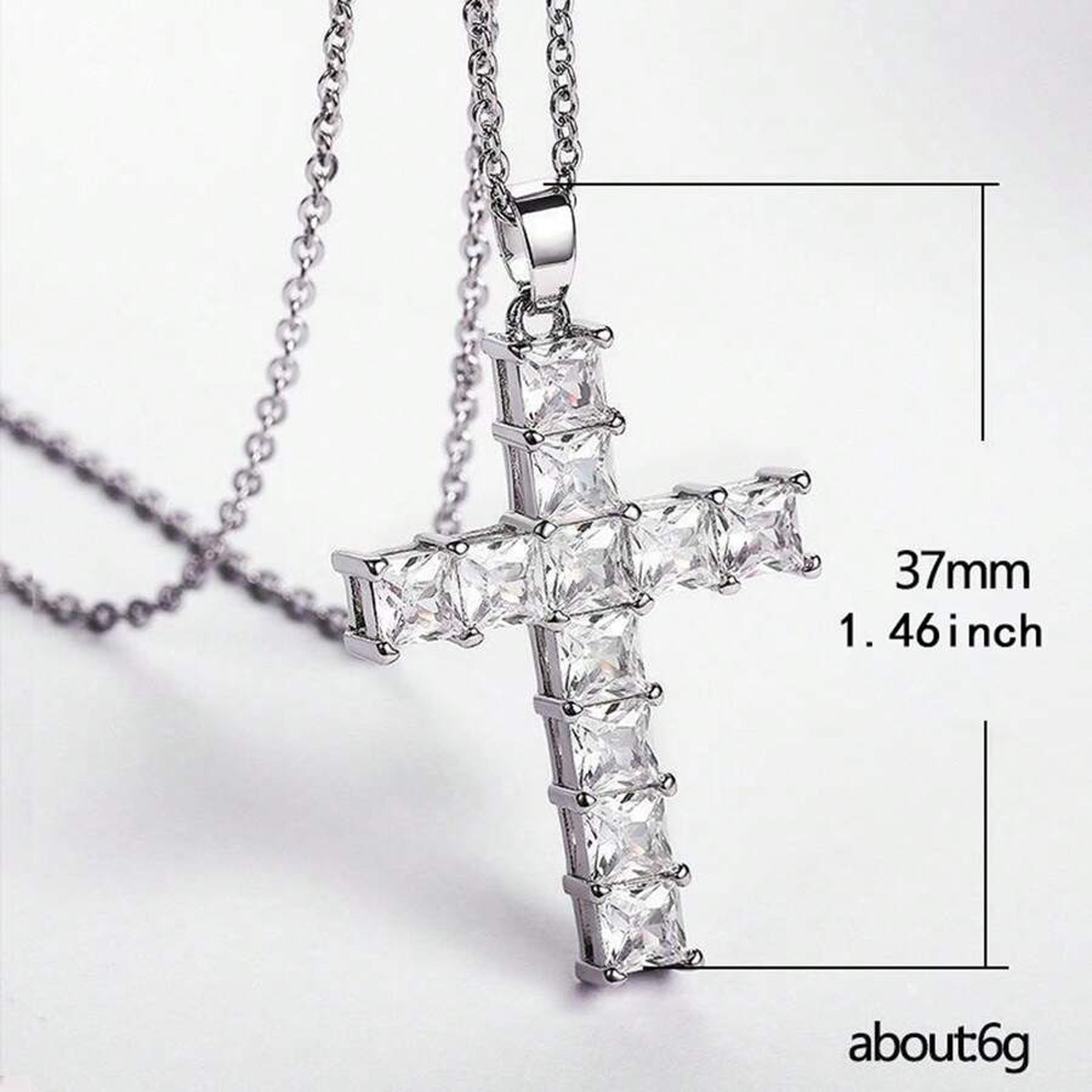 Gold Multi Color Crystal Jesus Cross Pendant For Women New Fashion Necklaces Female Pendants Neckla 2