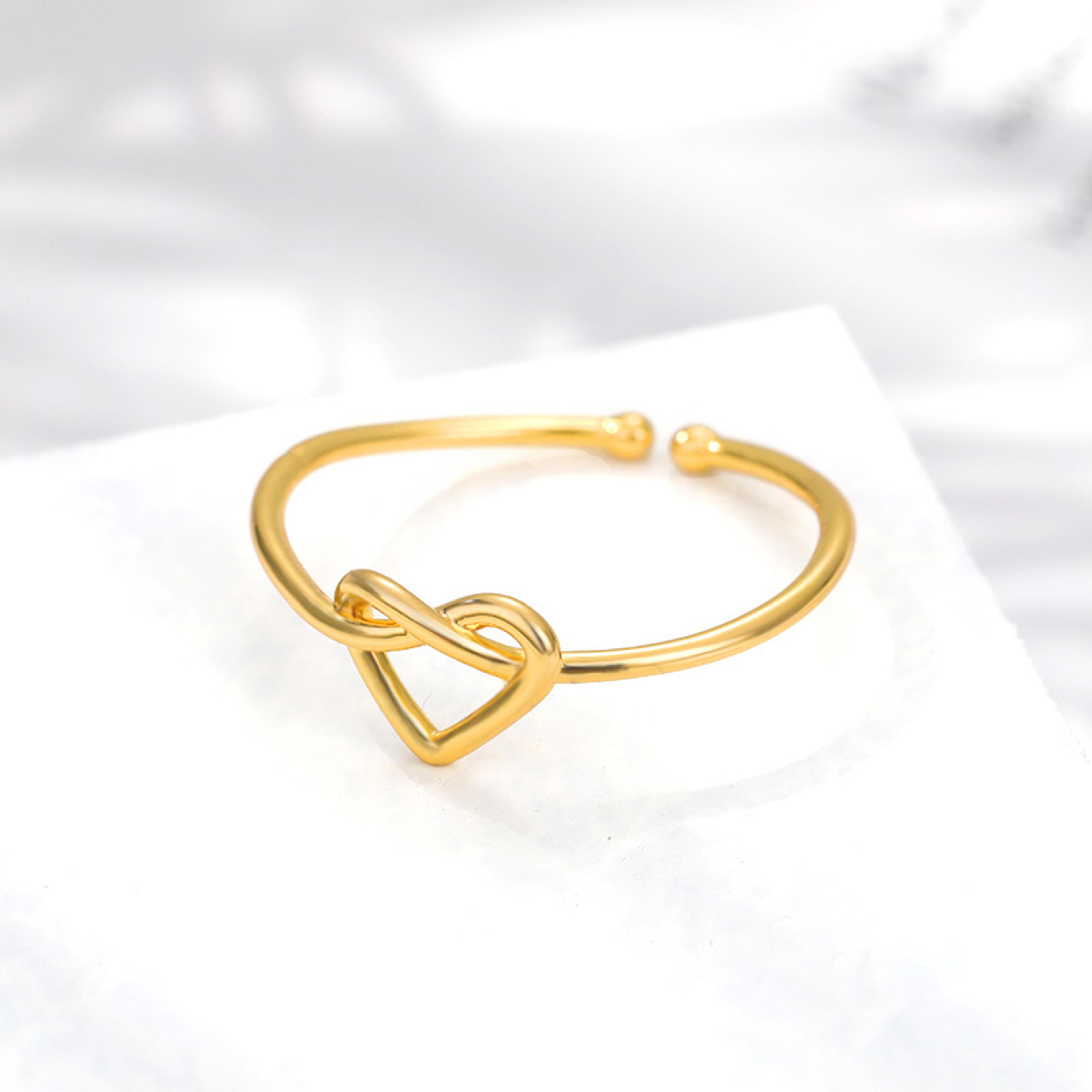 Aesthetic Stainless Steel Rings For Women Gold Color Couple Heart Ring 3