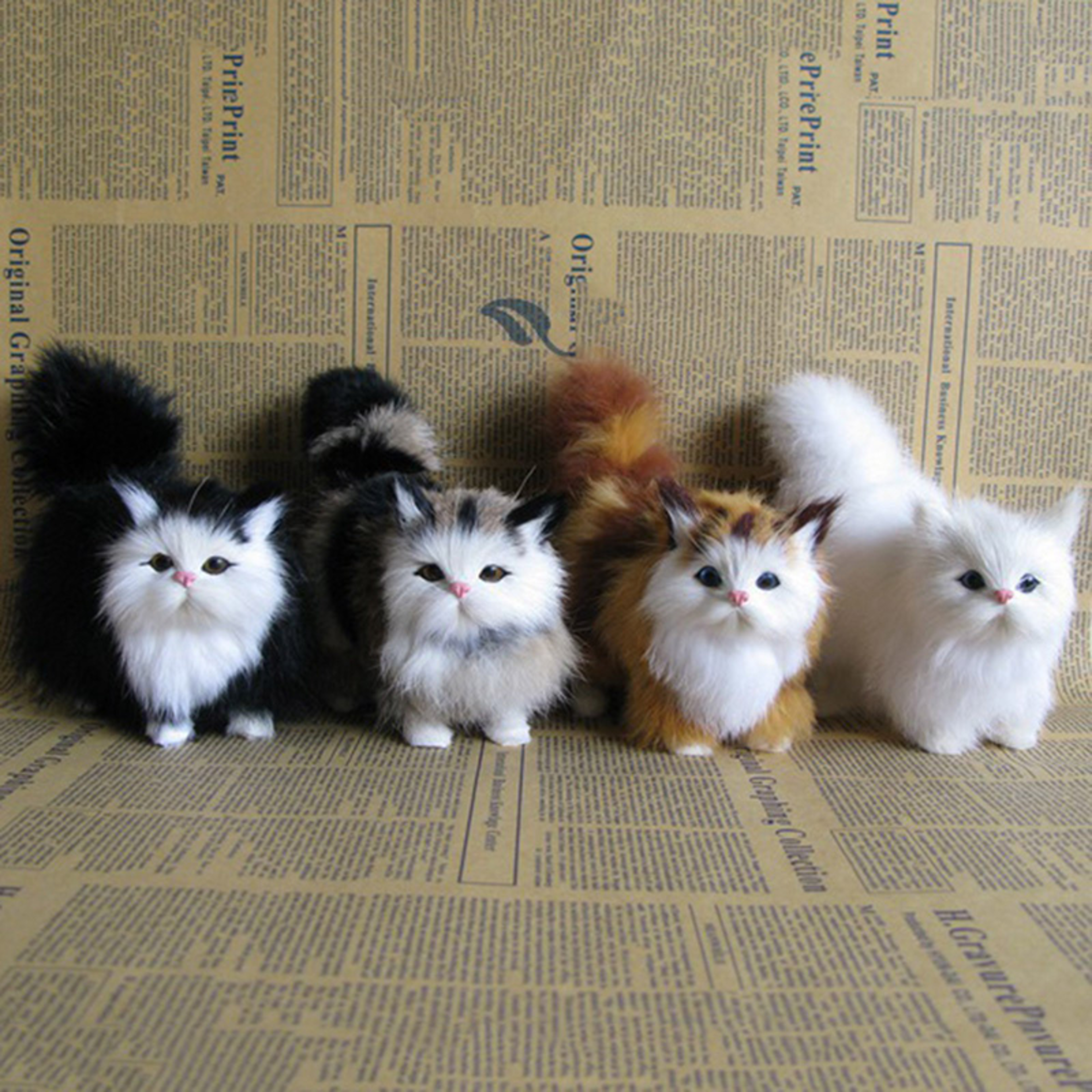 Soft Stuffed Kitten Model Cute Simulation Cat Plush Toy Realistic Fake Cat Animal For Kids Girls Bi 4