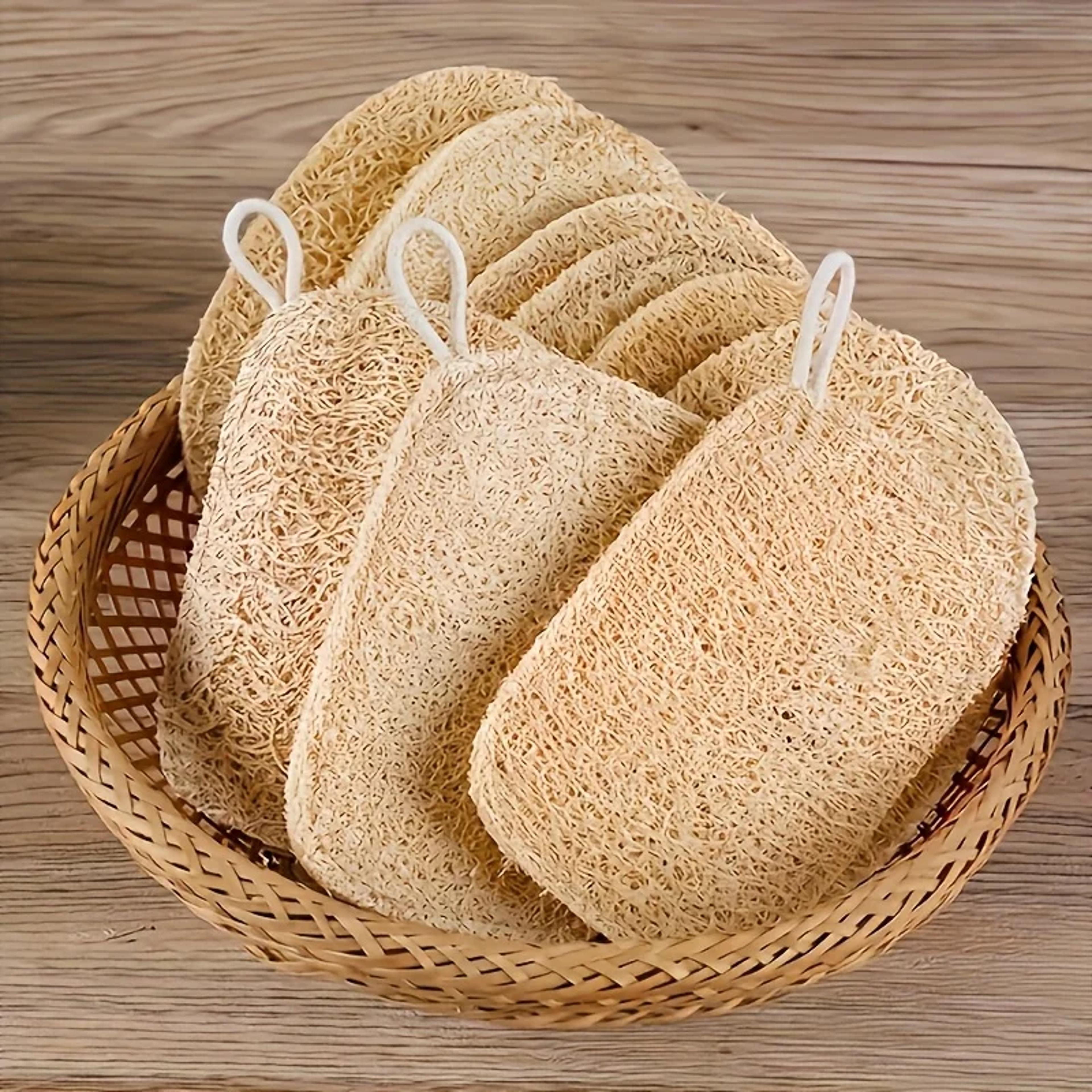 Bamboo Fiber Shower Pads Loofah Sponges Natural Exfoliating Body Scrubber Bath  Skin Care Set 0