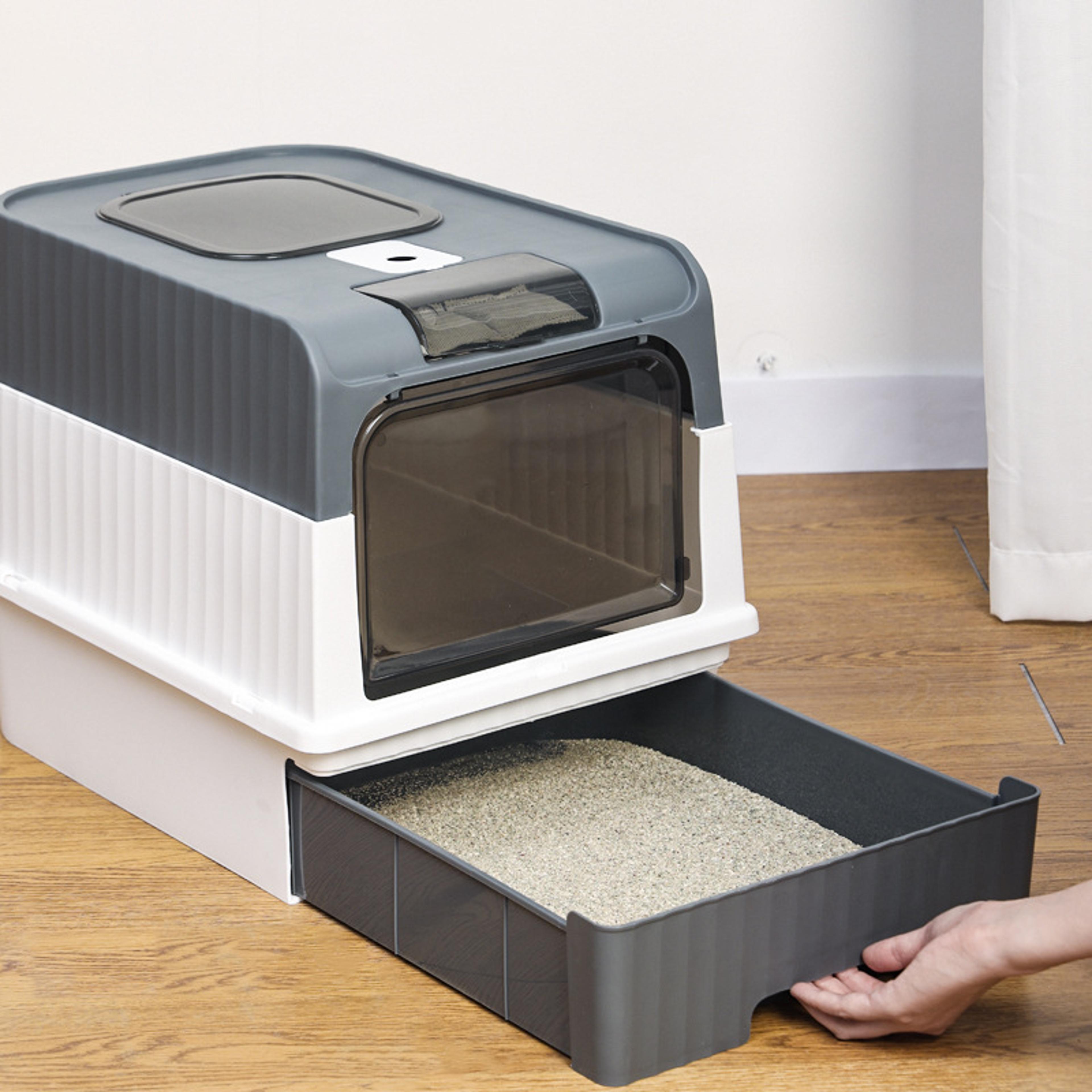 Fully Enclosed Spill Proof Deodorant Cat Toilet Pet Litter Box Kitten Anti Splash Plastic Sandbox B 3