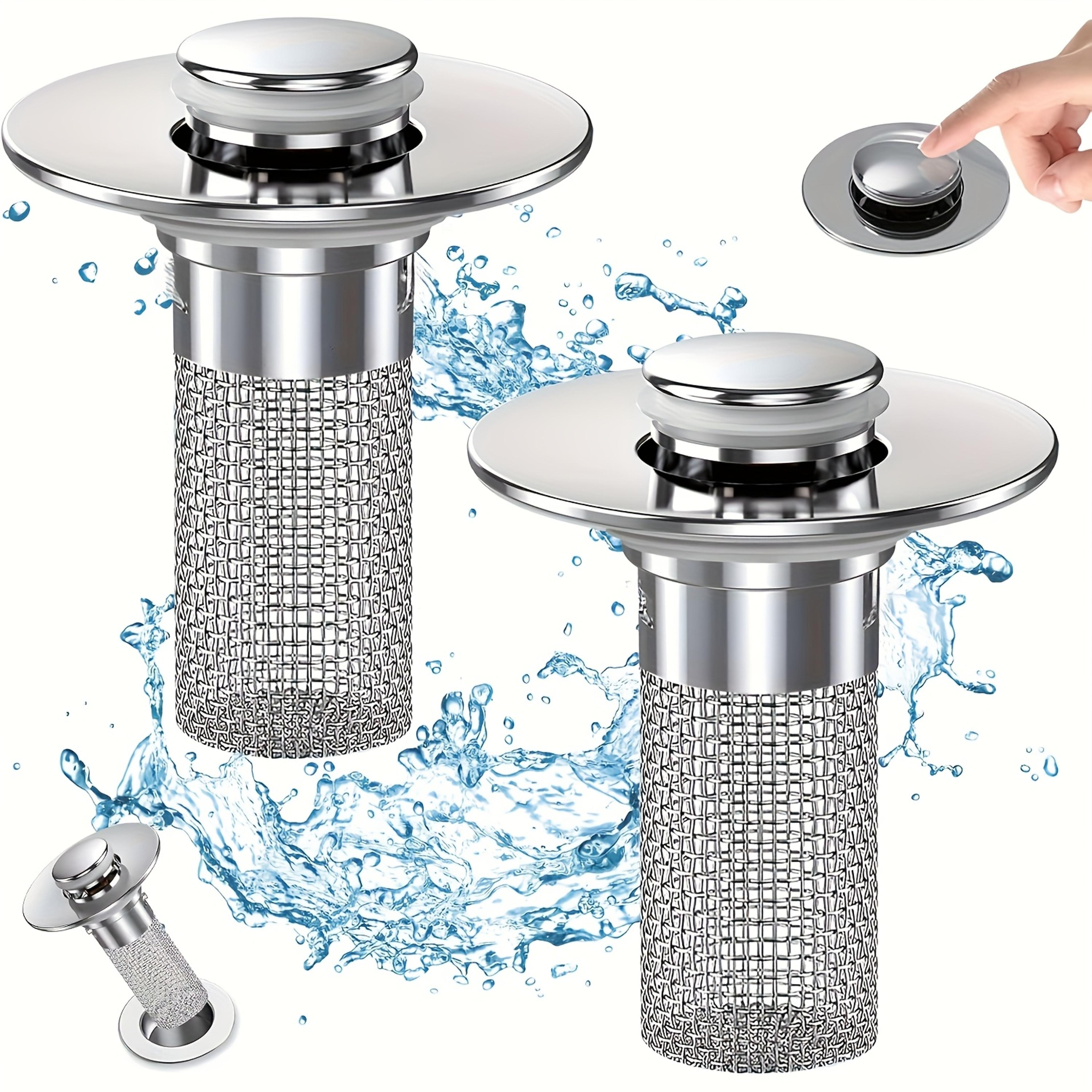 stainless steel pop-up sink drain strainer, removable basket, hair catcher for bathtub