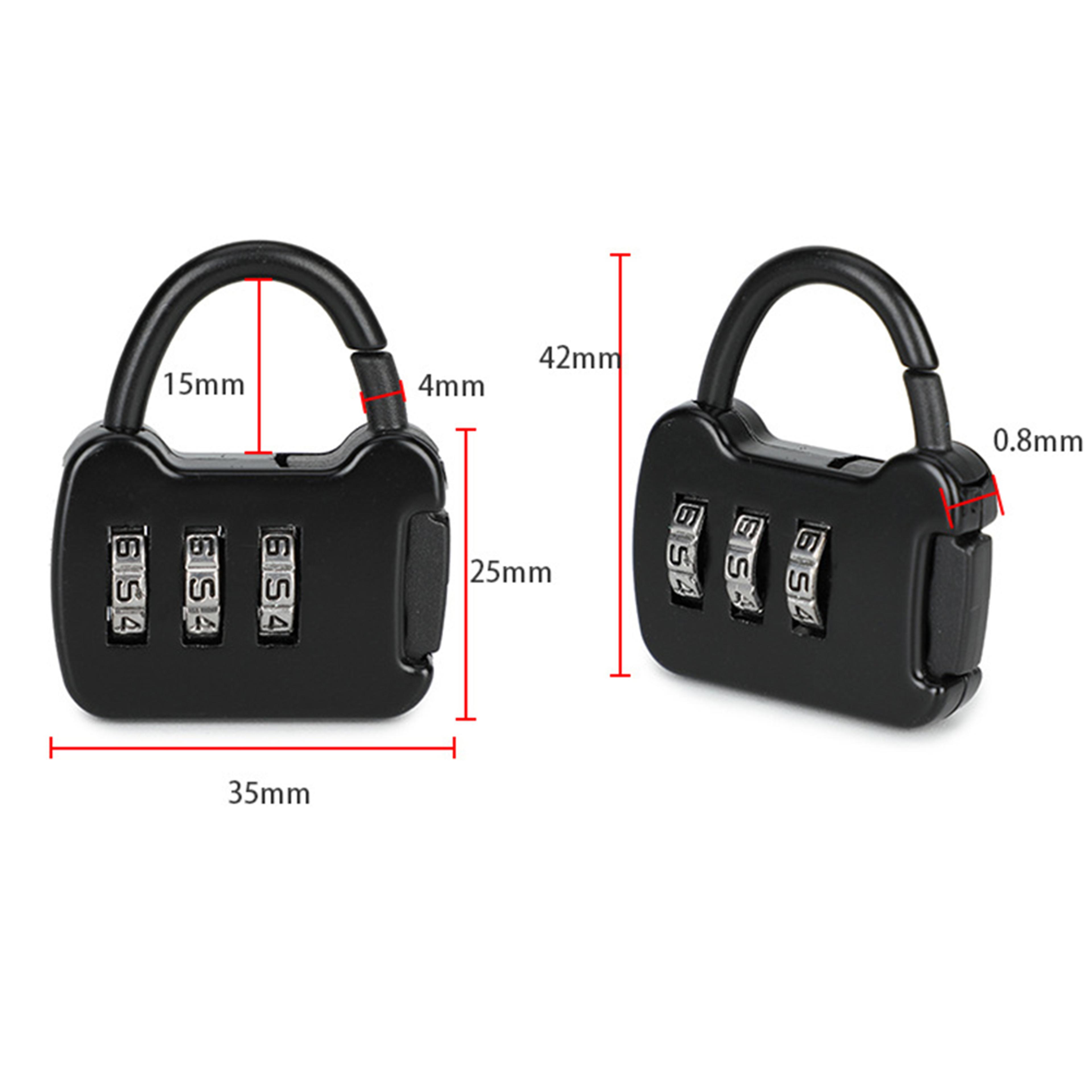 Portable Travel Mini Carrying Luggage Lock Zinc Alloy 3 Digit Code Combination Password Lock For Ba 3