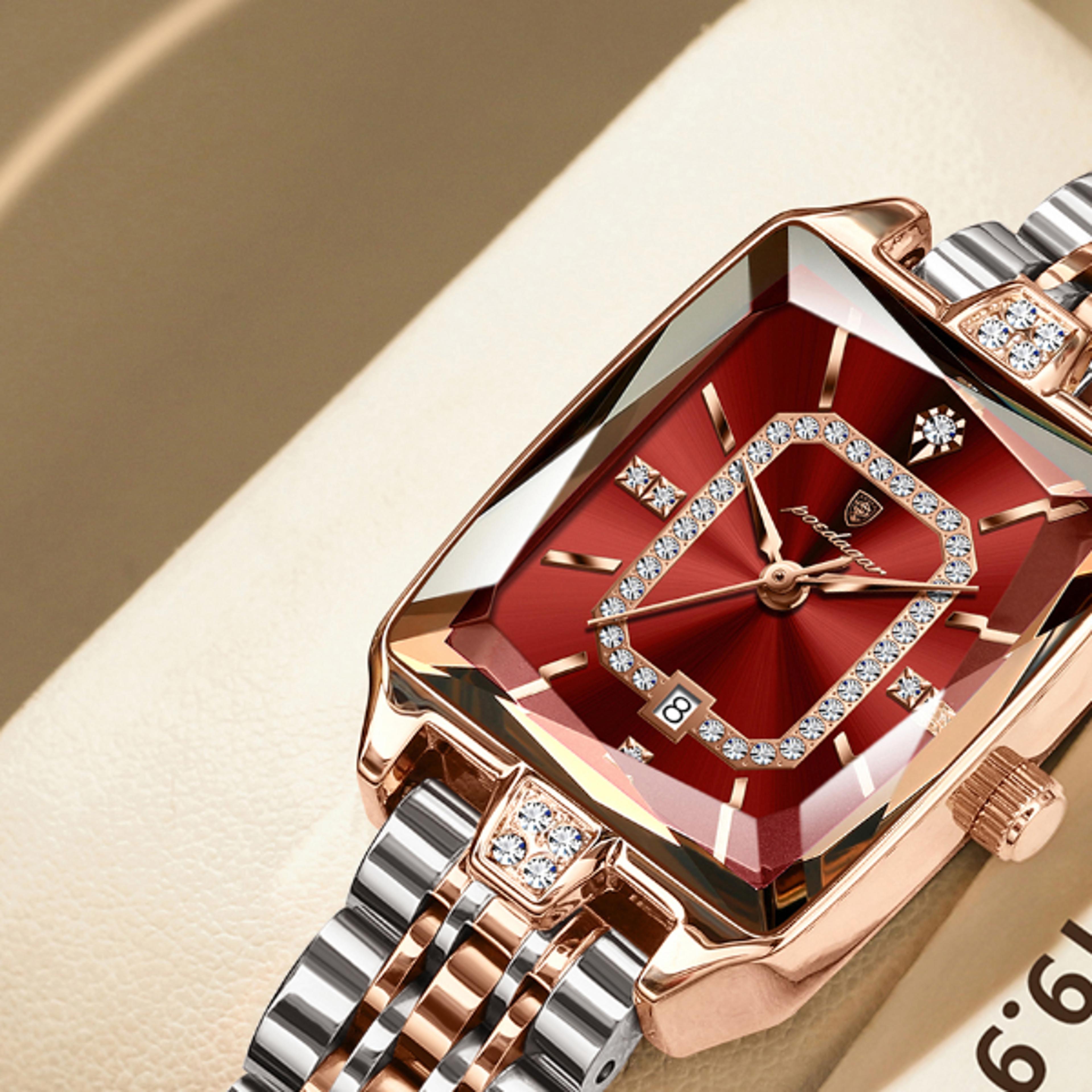 Elegant Waterproof Calendar Watch Stainless Steel Quartz Luxury Watch For Women 5
