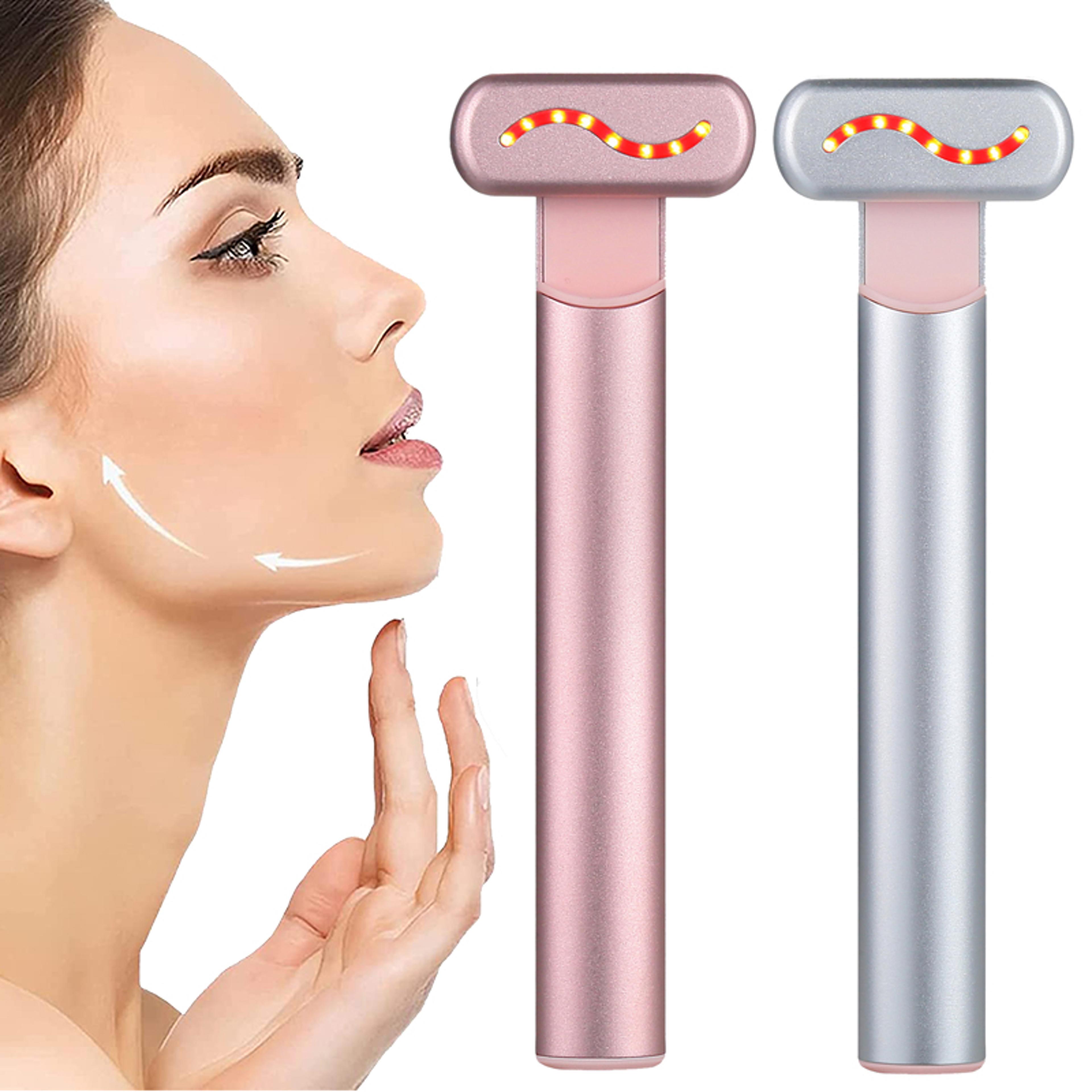 facial wand with ems microcurrent, red light therapy, neck massager for skin care and wrinkle reduction