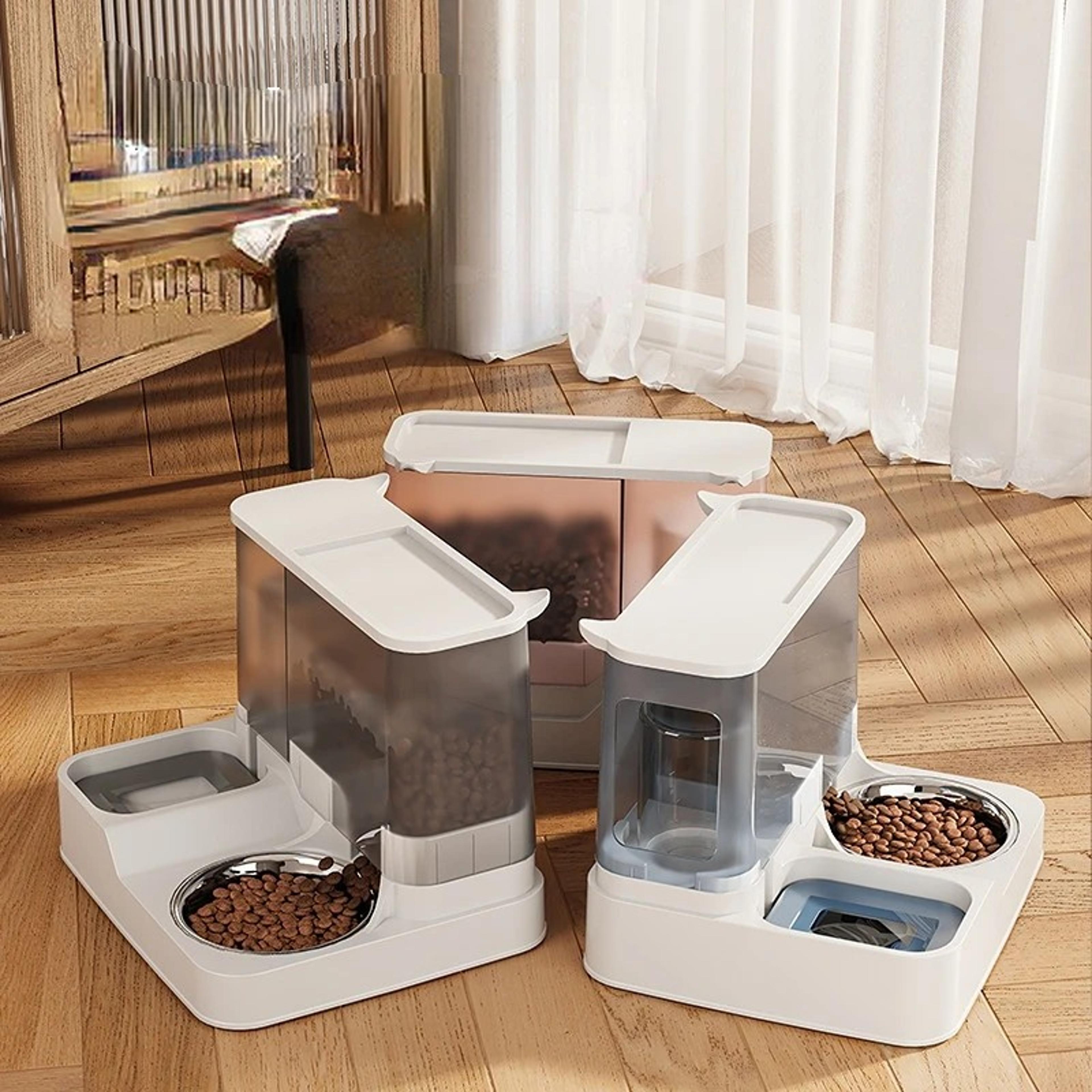automatic 2-in-1 pet feeder, keep your cat and dog hydrated and fed