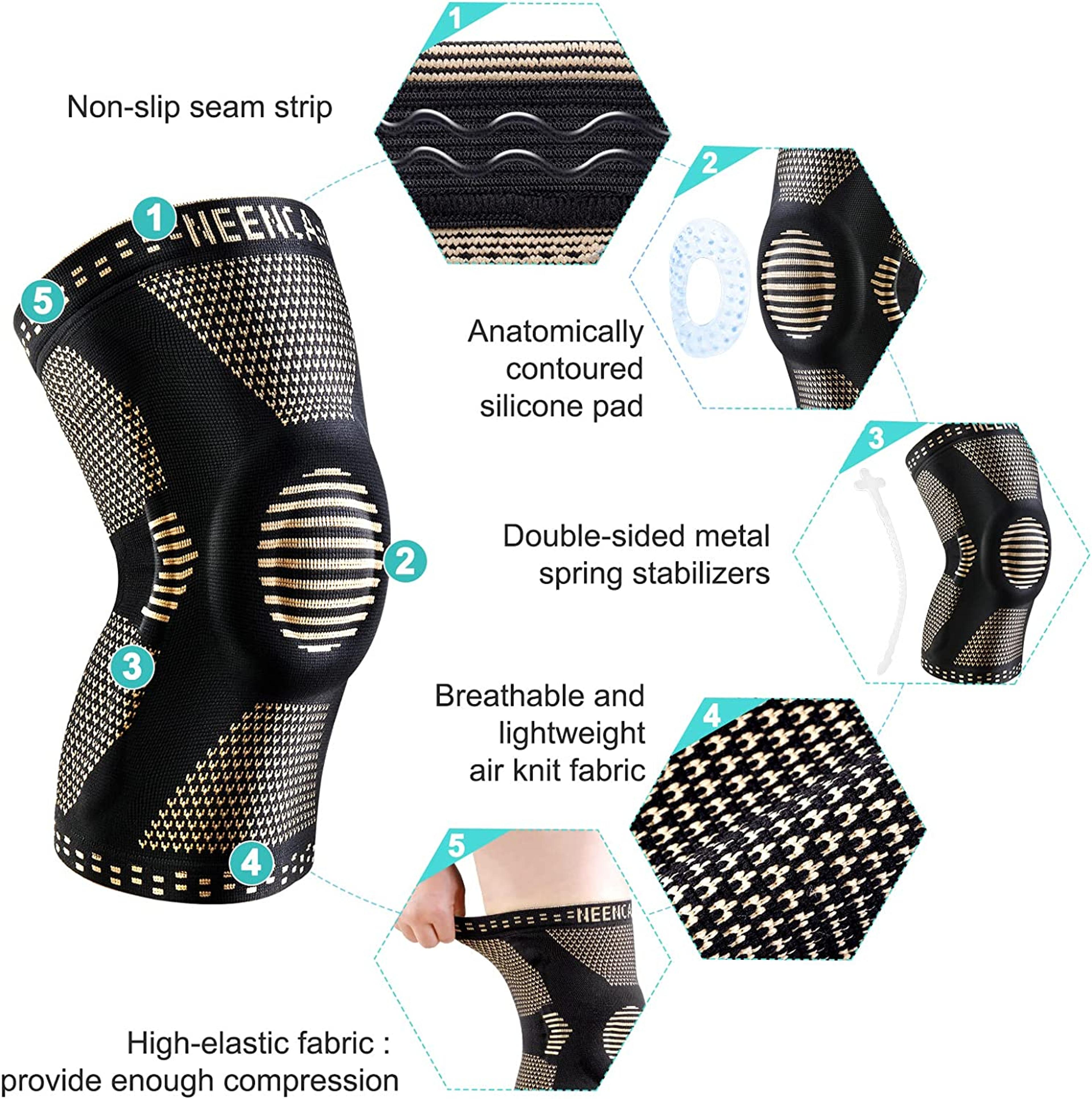 Knee Support Copper Brace With Gel Pad  Side Stabilizers Sport Arthritis Joint Pain Relief 1