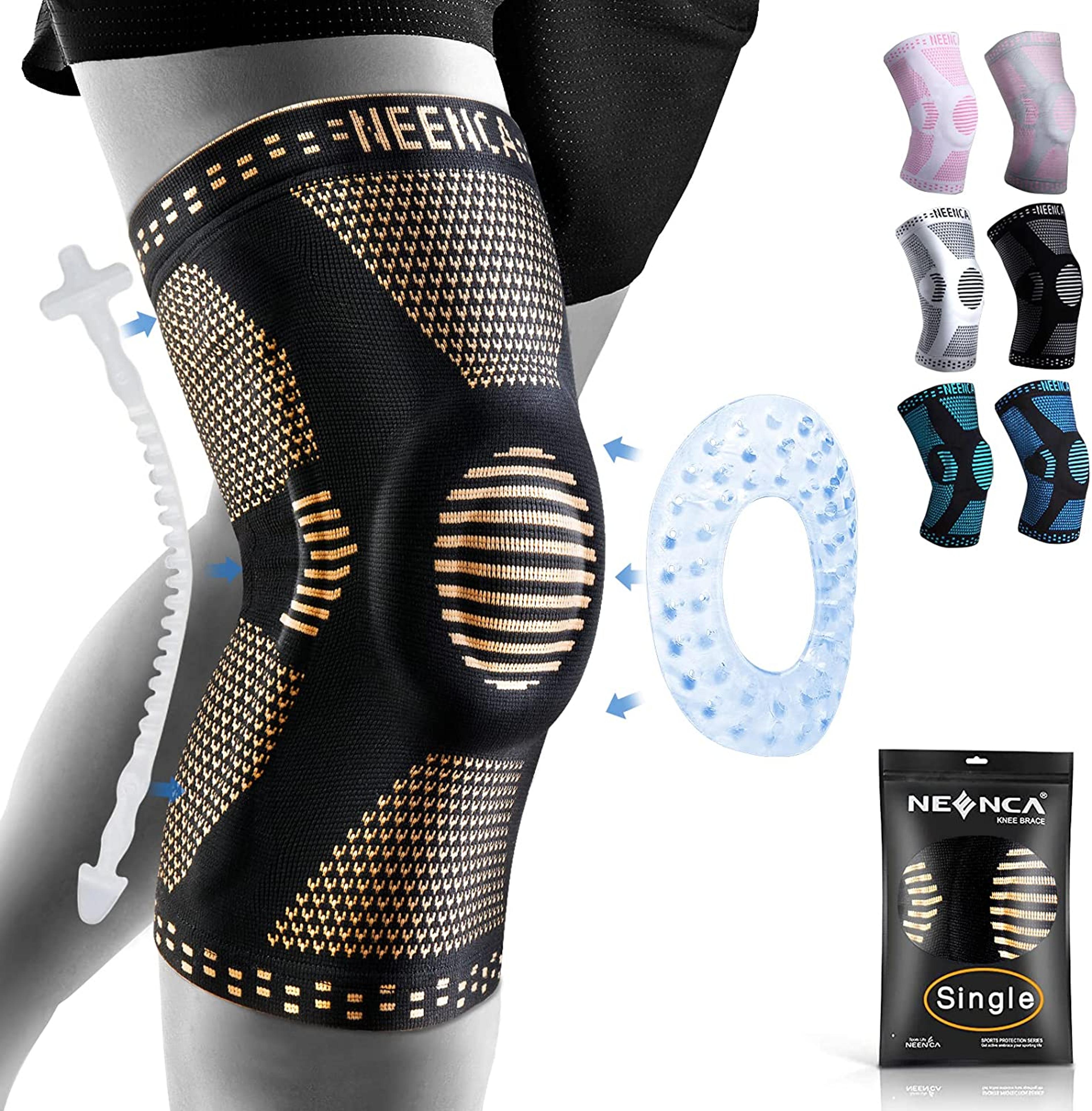 Knee Support Copper Brace With Gel Pad  Side Stabilizers Sport Arthritis Joint Pain Relief 6