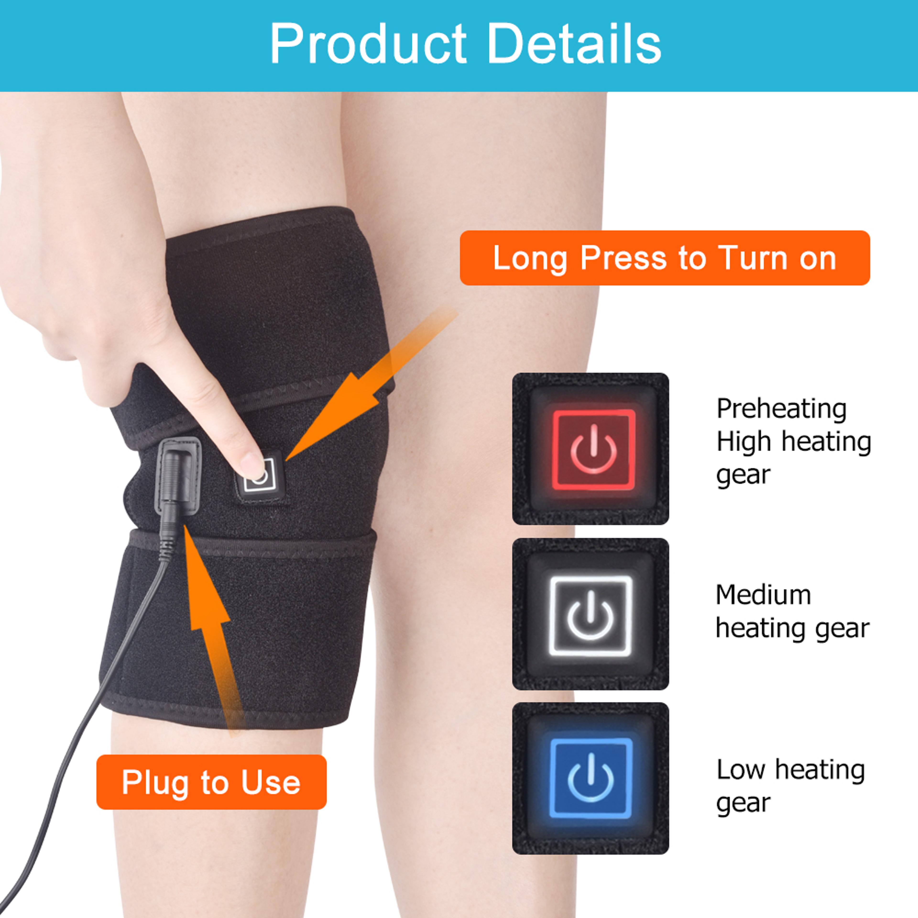 3gear Heated Knee Brace Electric Knee Heating Pad USB Support For Knee Joint Old Cold Leg Relief 3