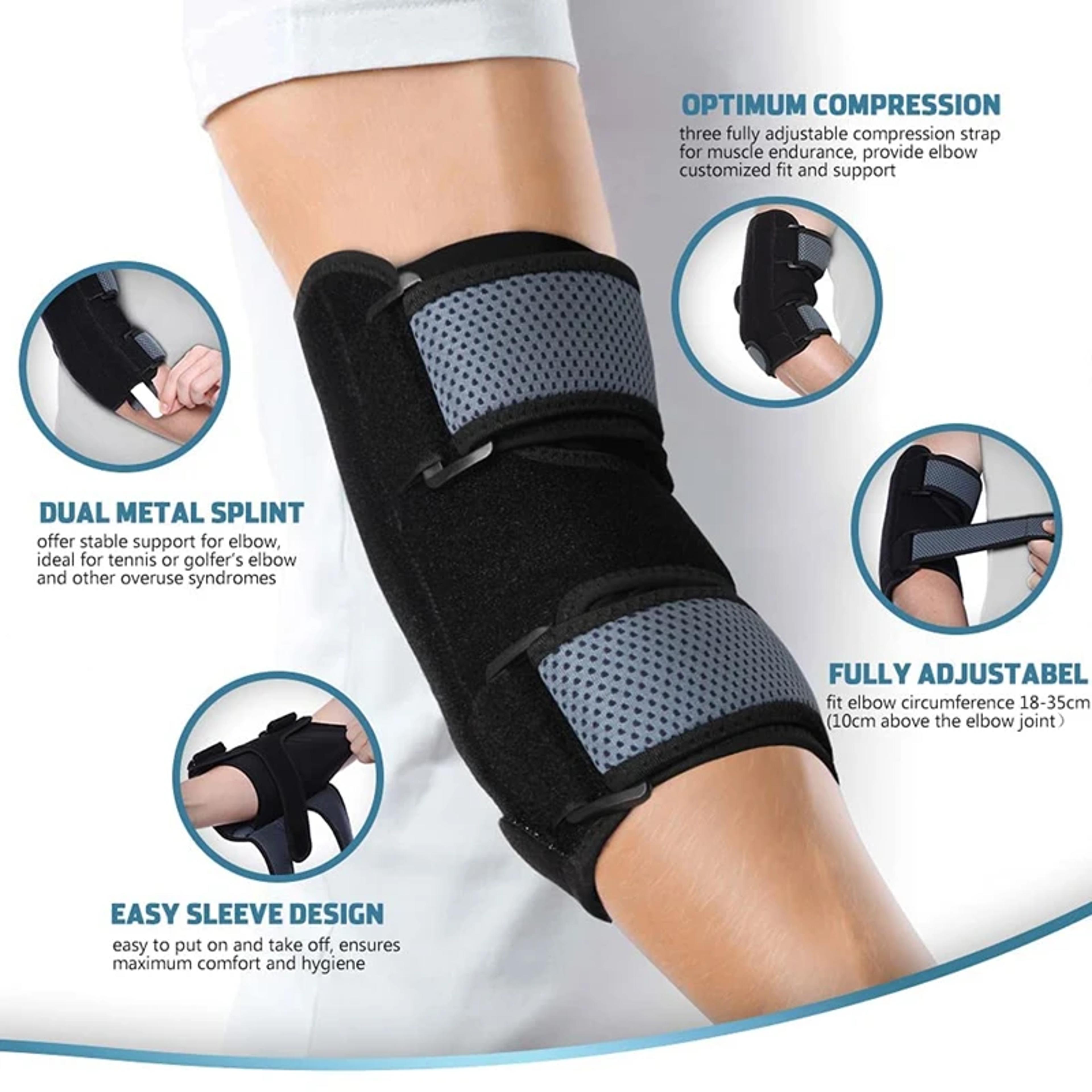 Elbow Brace With Removable Metal Splints Adjustable Arm Stabilizer For Cubital Tunnel  Tennis Sport 3