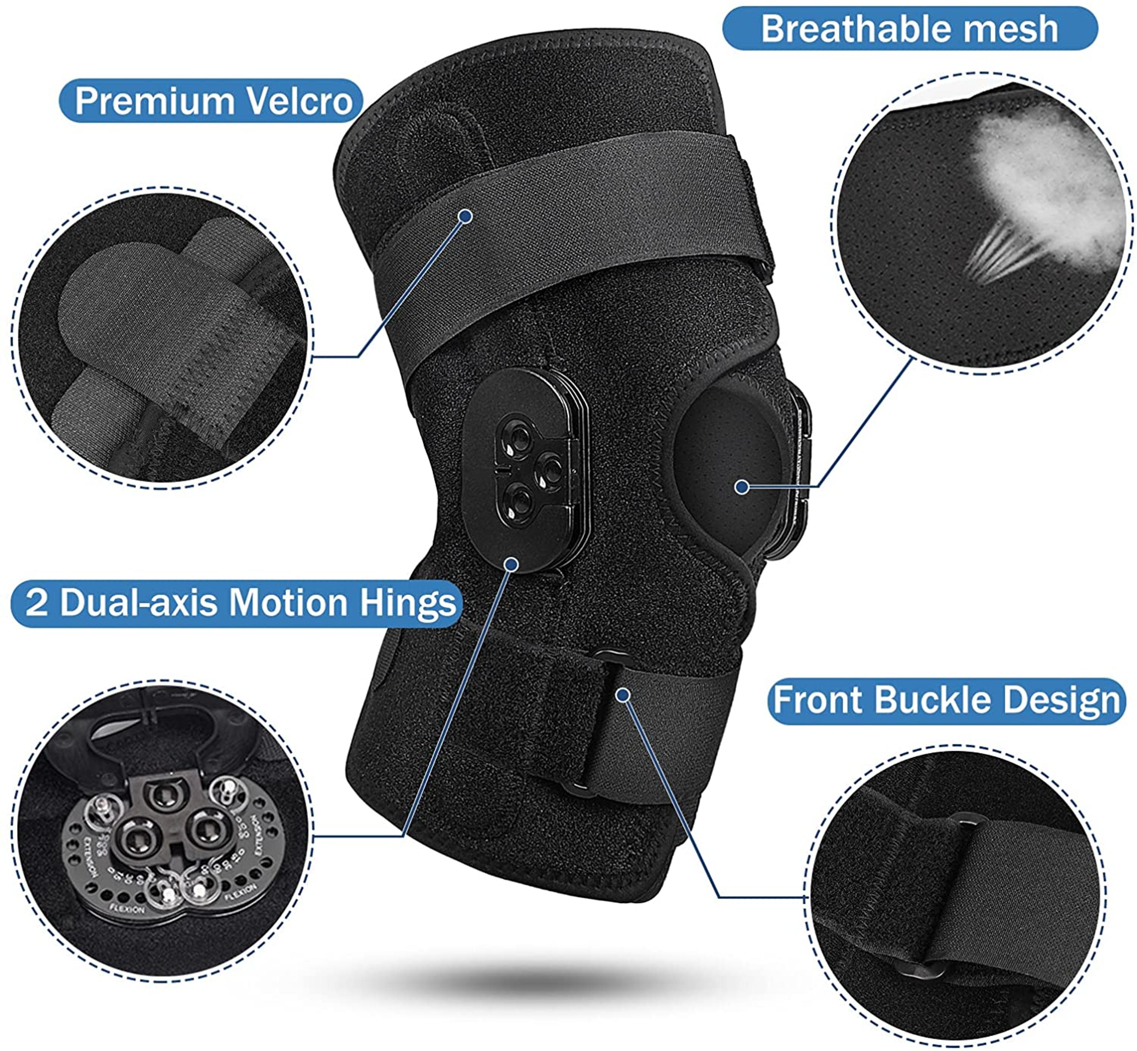 Knee Support With Side Stabilizers Hinged Knee Brace Adjustable For Knee Pain Arthritis Relief 1