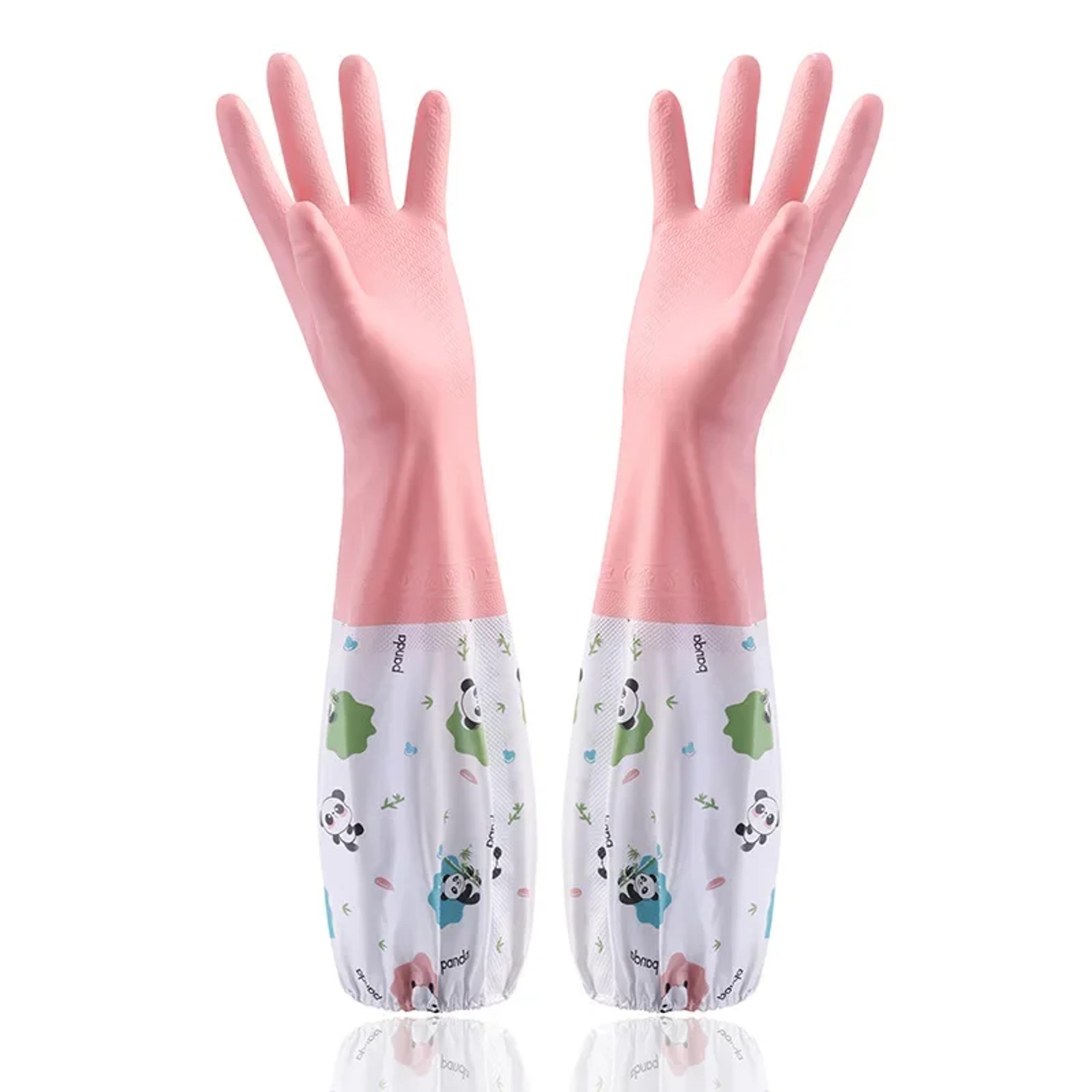 Durable Waterproof Rubber Gloves For Women Extended Kitchen Gloves For Dishwashing Cleaning  Househ 5