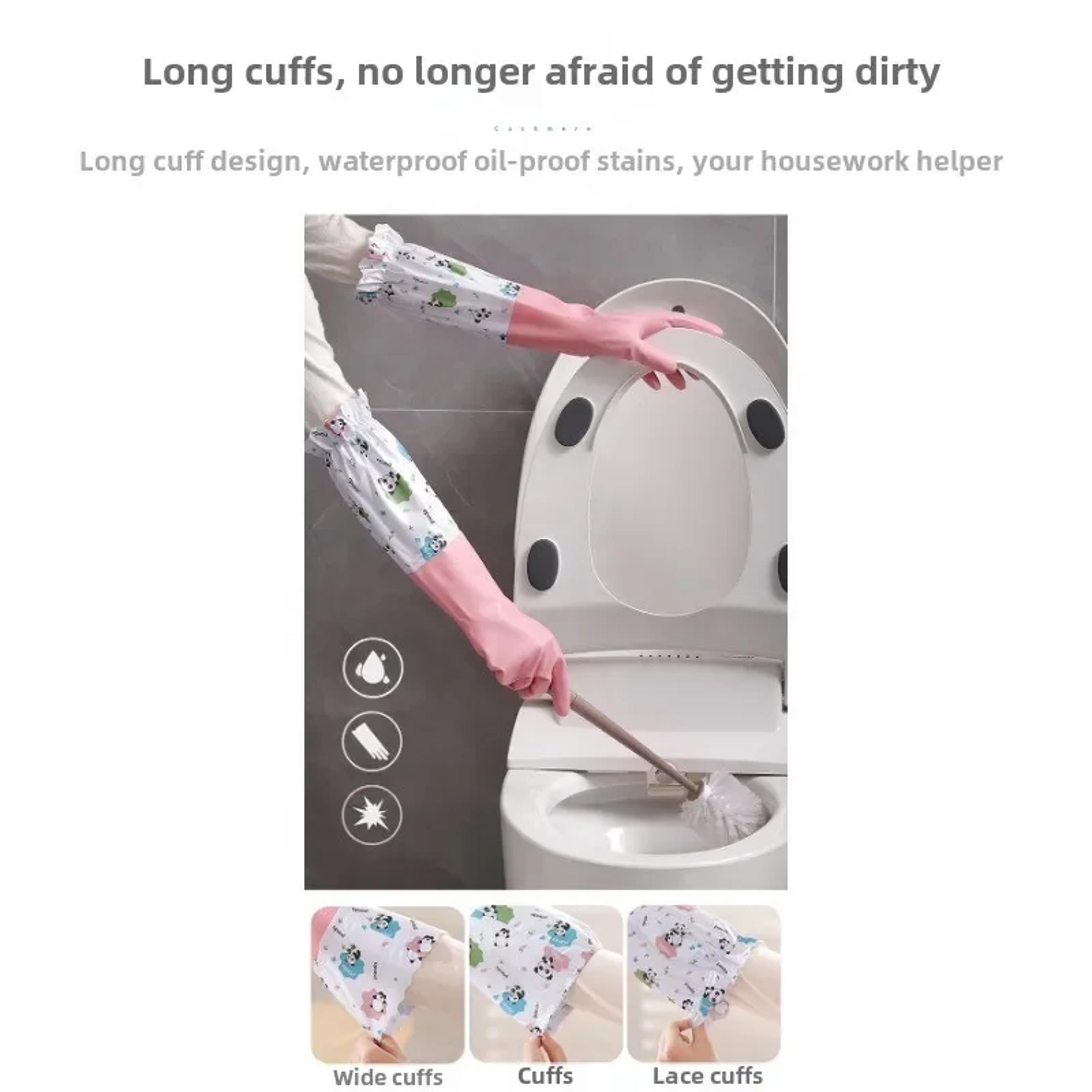 Durable Waterproof Rubber Gloves For Women Extended Kitchen Gloves For Dishwashing Cleaning  Househ 4