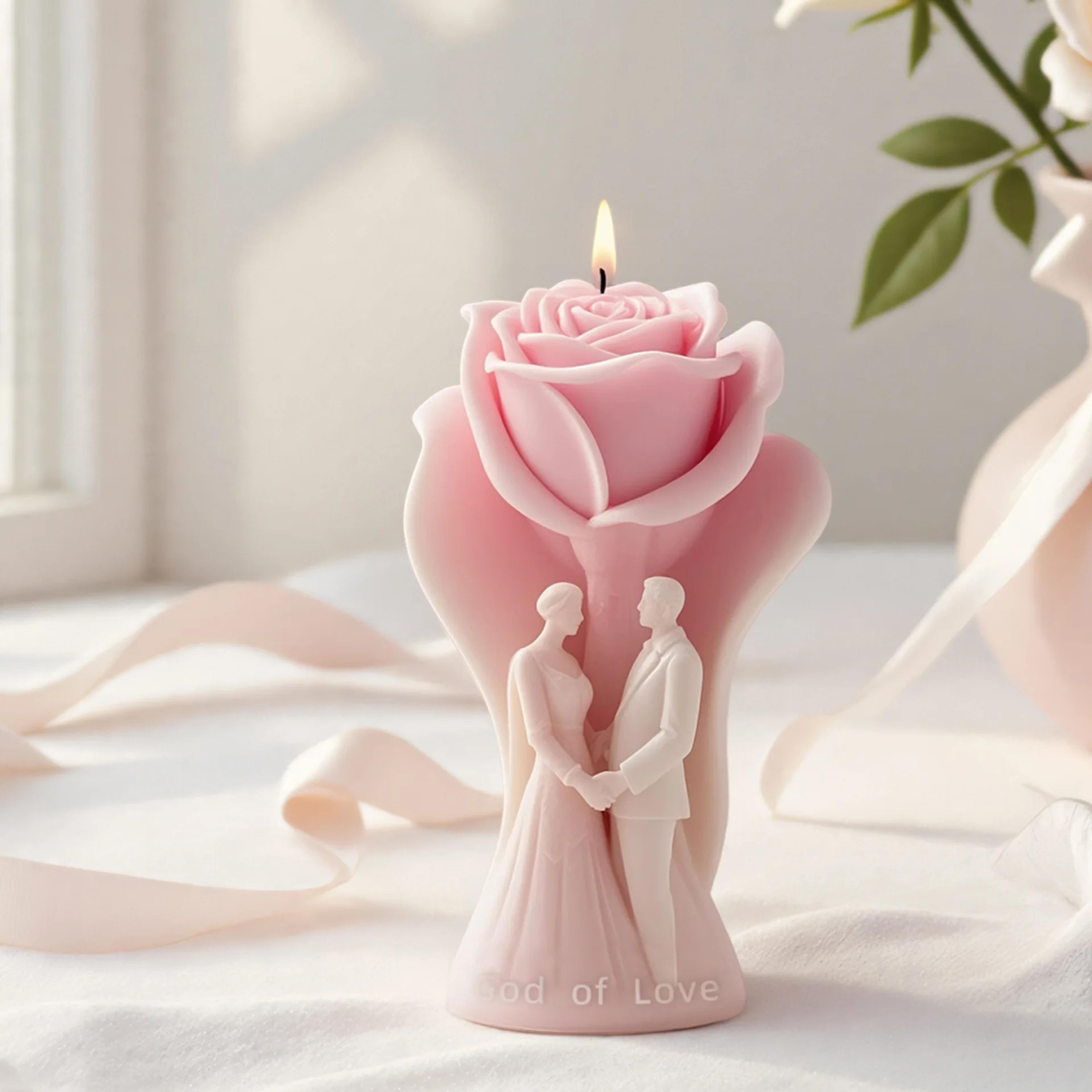 DIY Aromatherapy Soap Candle Rose Couple Silicone Mold For Wedding Valentines Day Craft 3