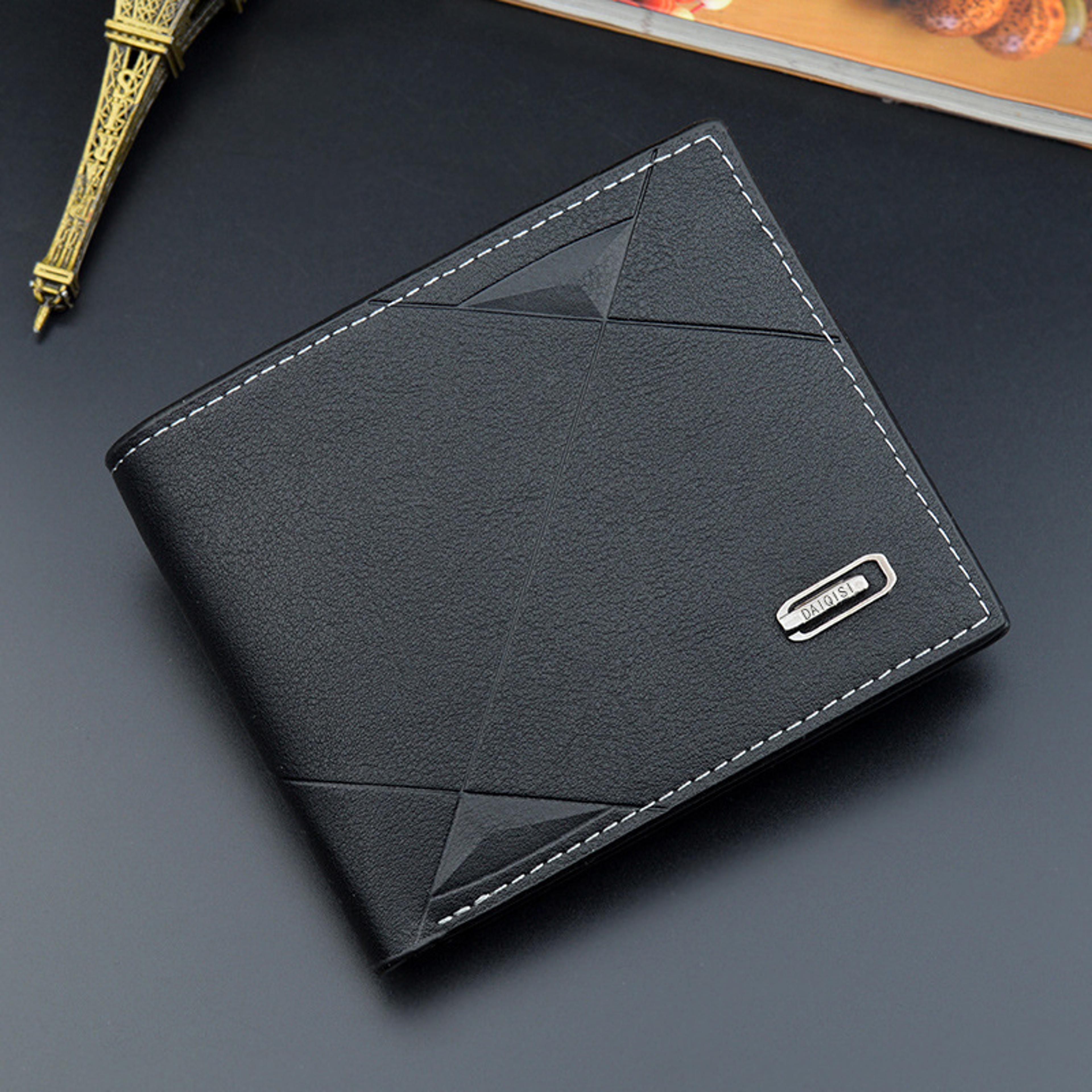 Faux Leather Mens Bifold Wallet Slim Credit ID Card Holder Solid Business Billfold Purse 7