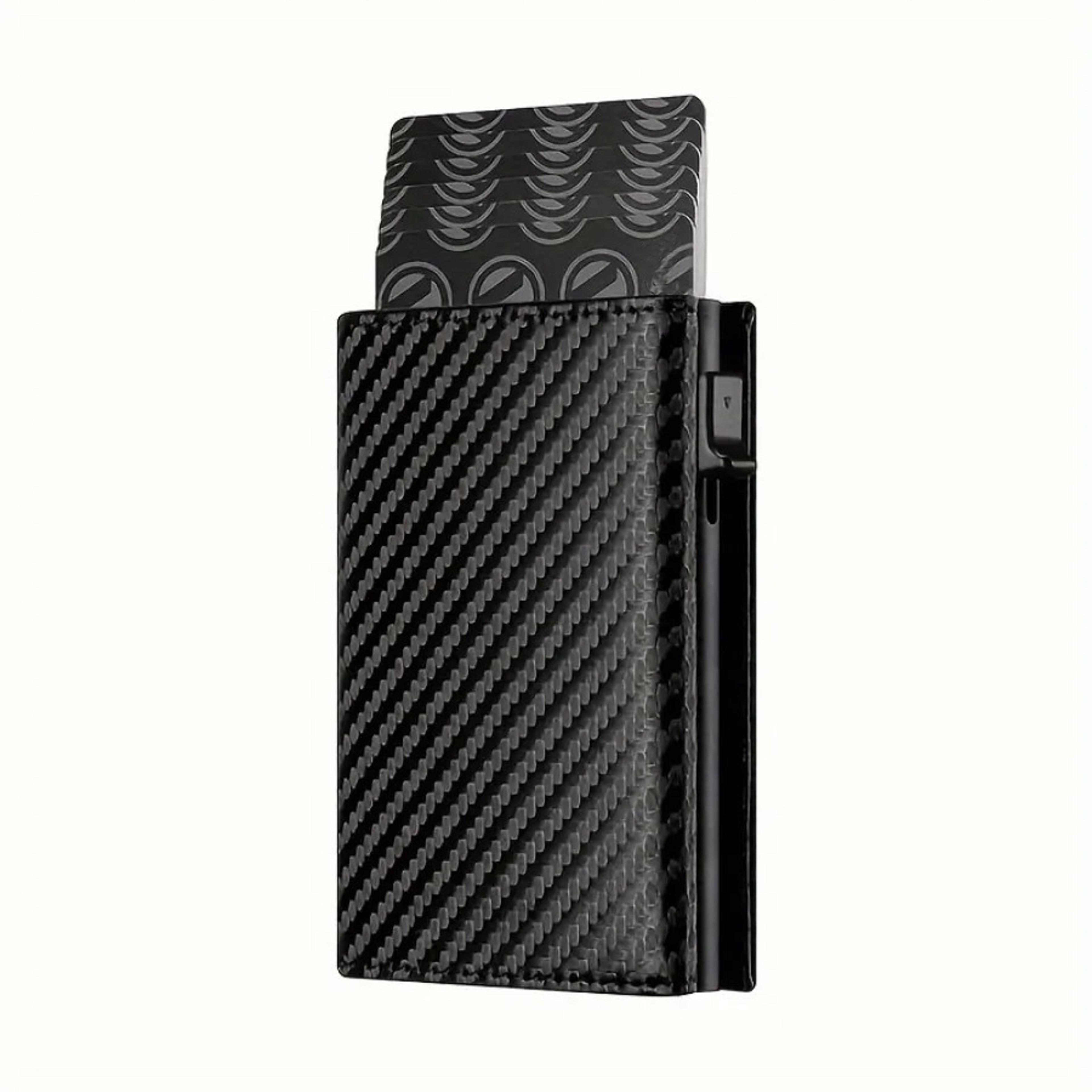 Automatic Popup Metal Credit Card Holder Mens Wallet With Zipper Coin Purse Minimalist RFID Blockin 6