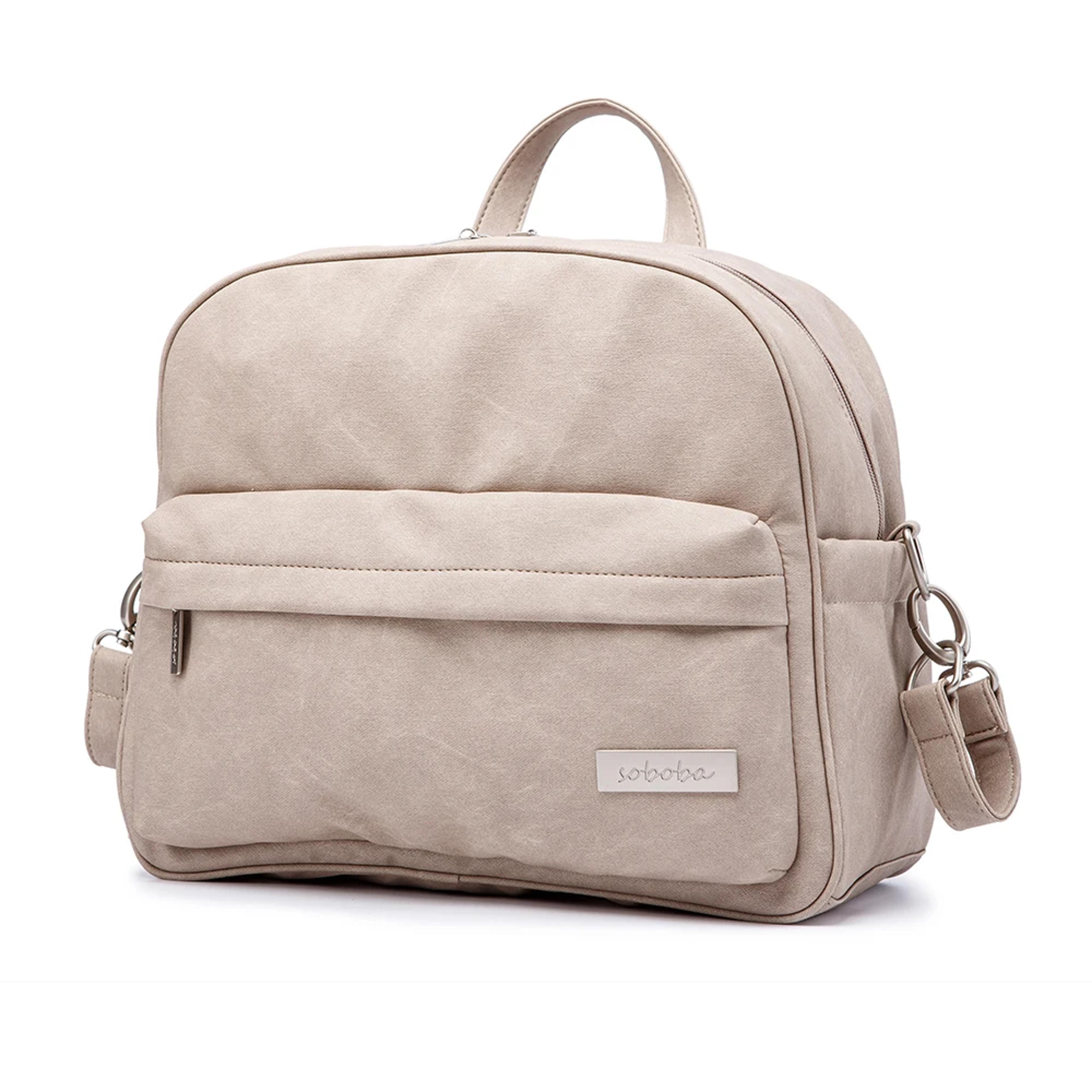 stylish solid fashion diaper backpack for baby care, waterproof multi-function nappy changing bag