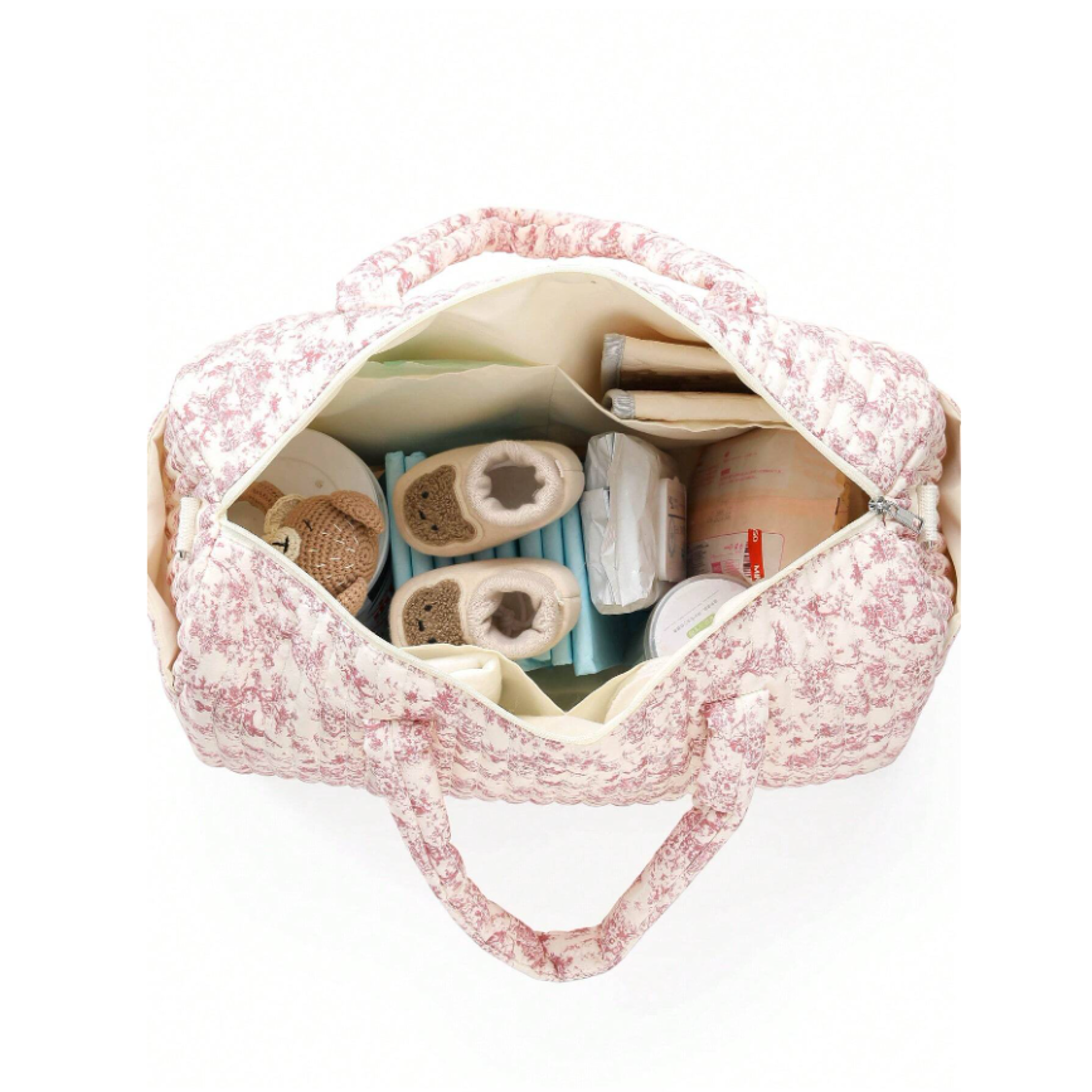 Baby Diaper Bag Floral Print Multifunctional Crossbody Travel Tote Bag For Women Large Capacity Mom 1