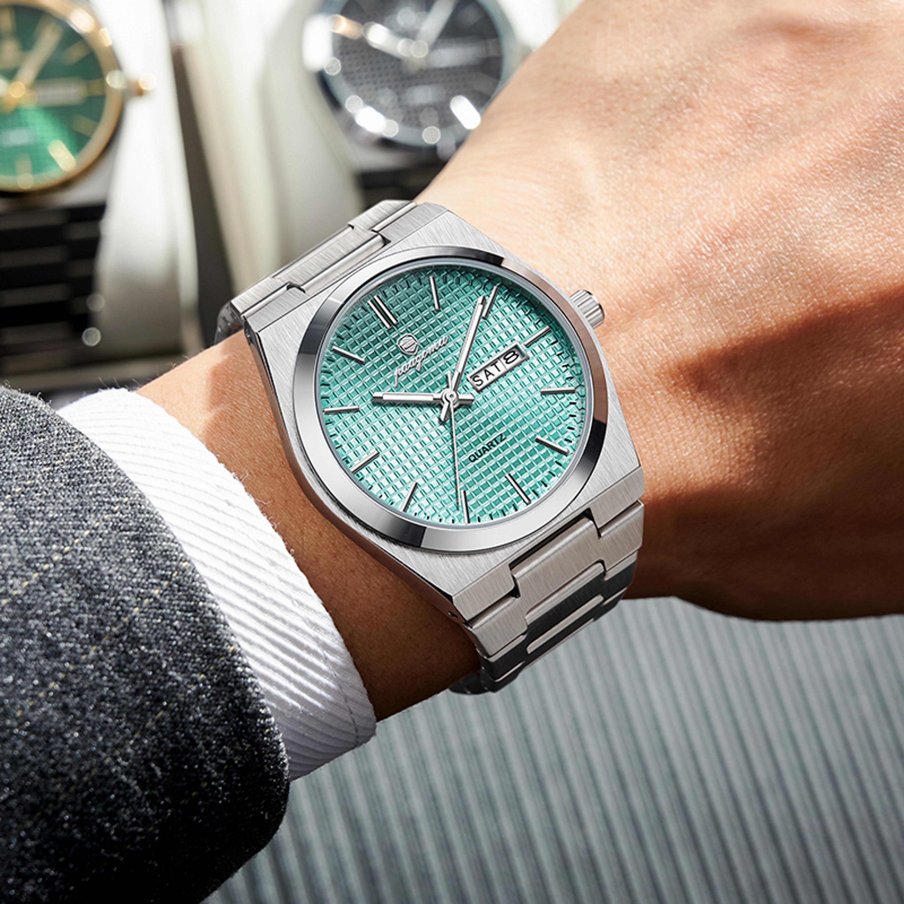 Luxury Men Clock Fashion Waterproof Chronograph Date Watch Original Luminous Leather Quartz Watch F 3