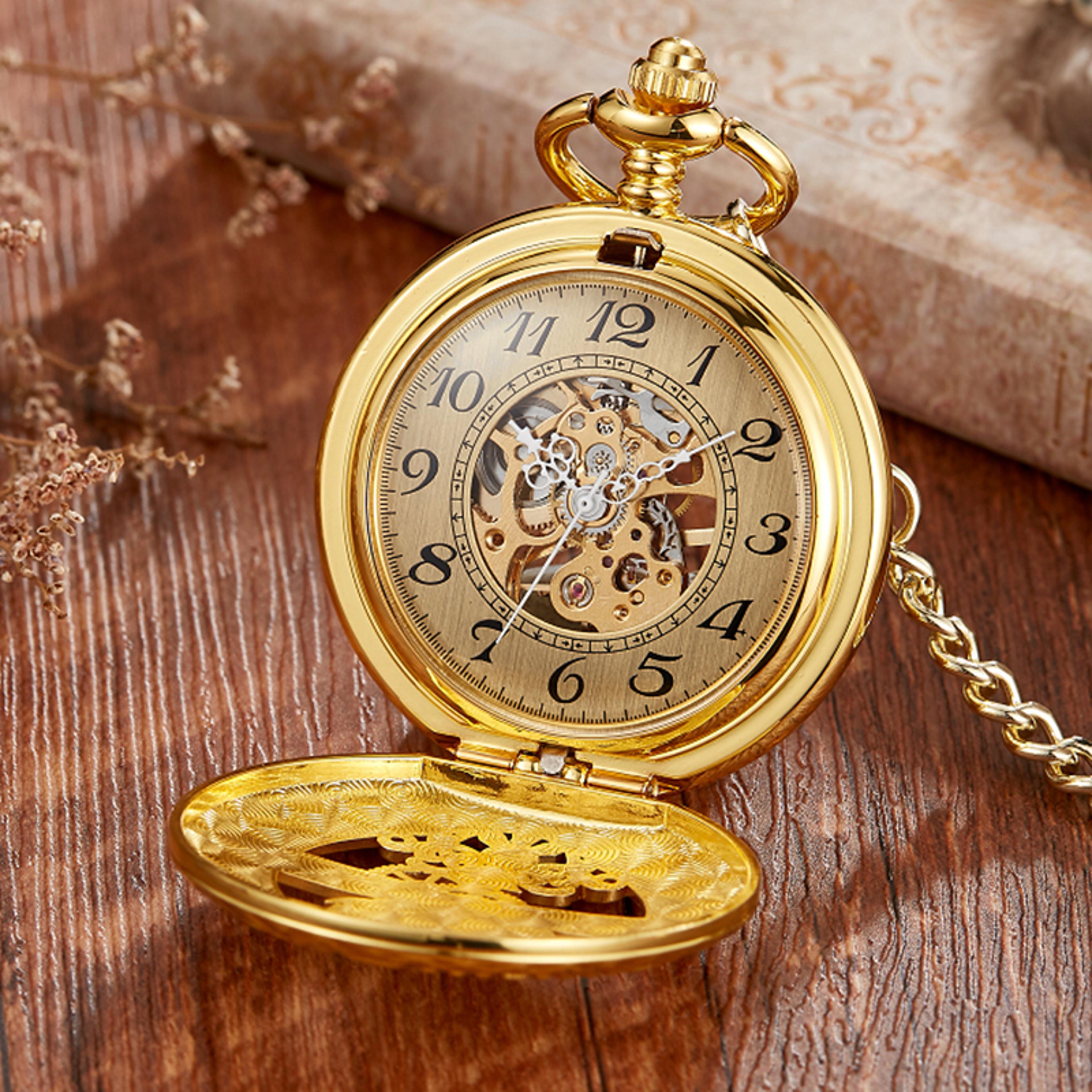 Carved Stars  Moon Phases SemiAutomatic Mechanical Pocket Watch Hollowed Dial For Students 1