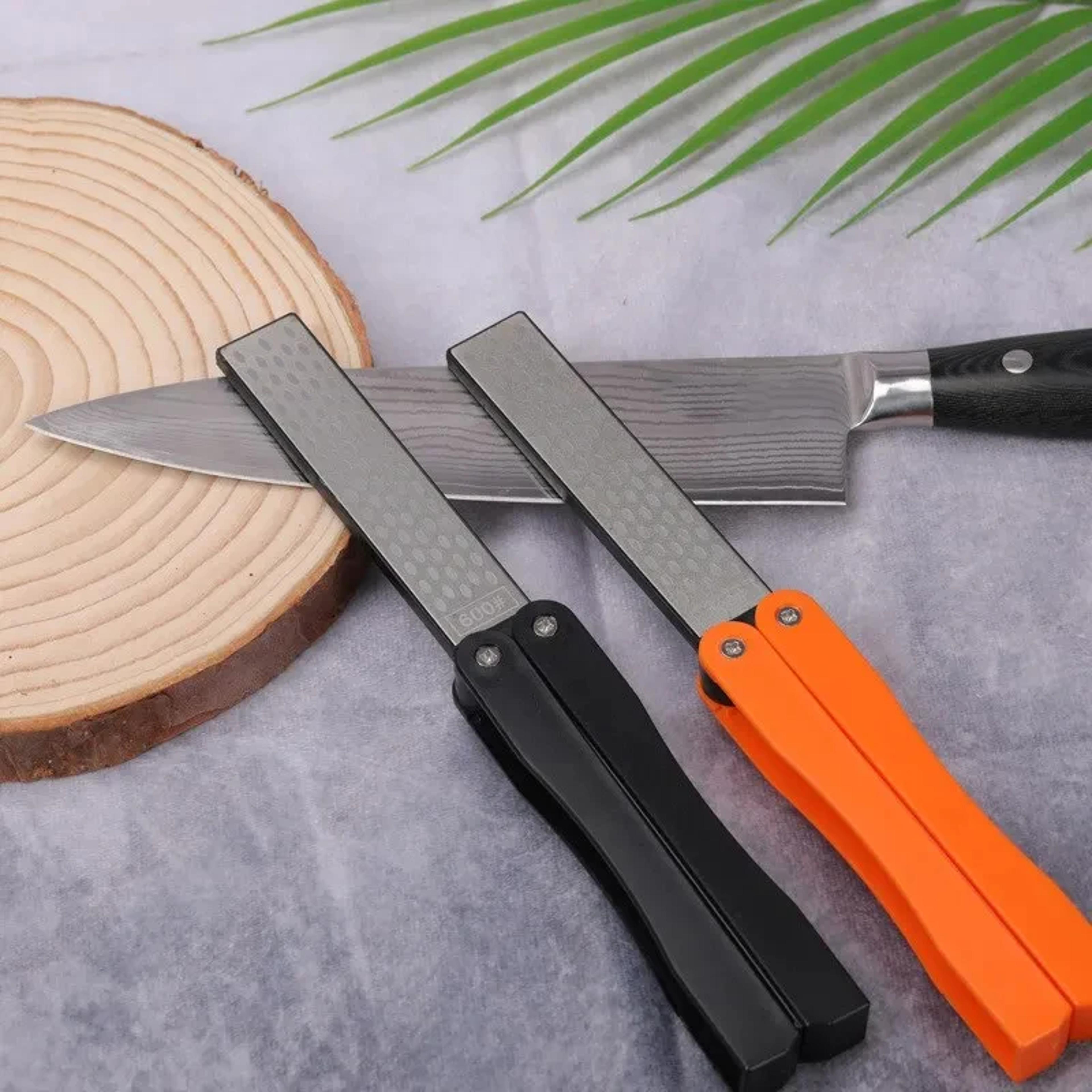 diamond knife sharpening stone, portable double side grindstone professional kitchen sharpener for pocket folding knife