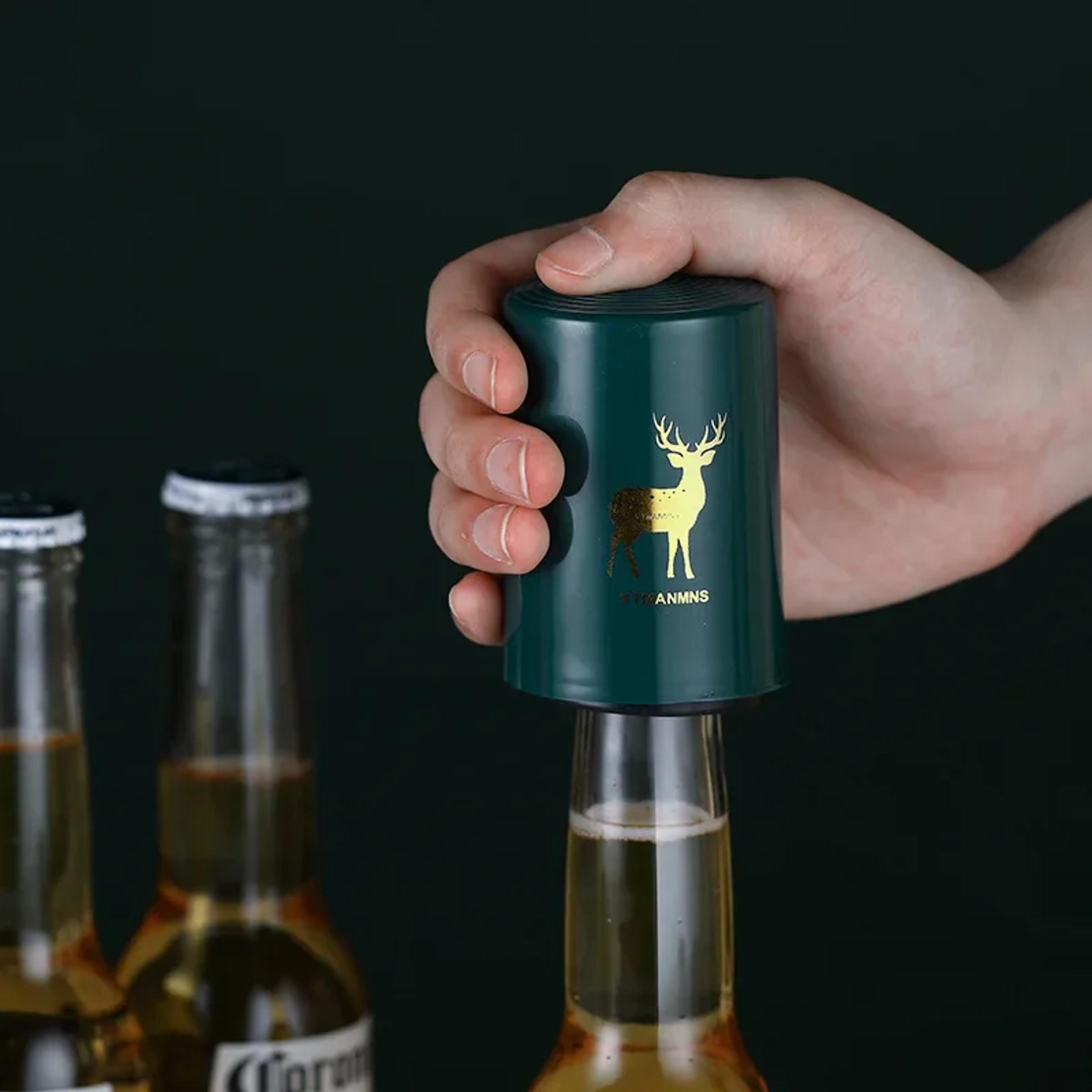 magnetic automatic beer bottle opener, stainless steel kitchen tool, portable bar accessory