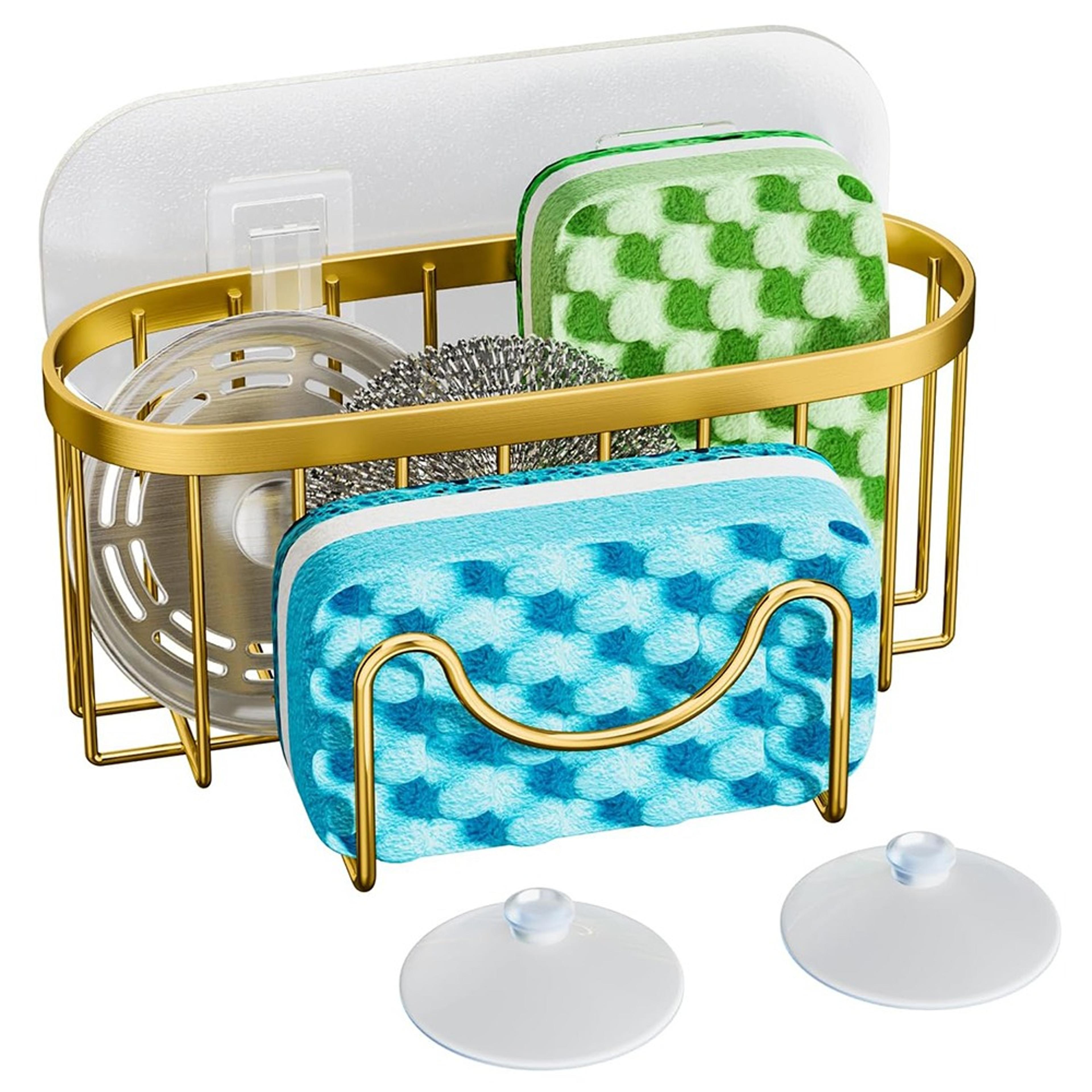 Hollowed Stainless Steel Sponge Holder With Hook Fast Drainage Suction Cups Sponge Drainer Rack Eas 7