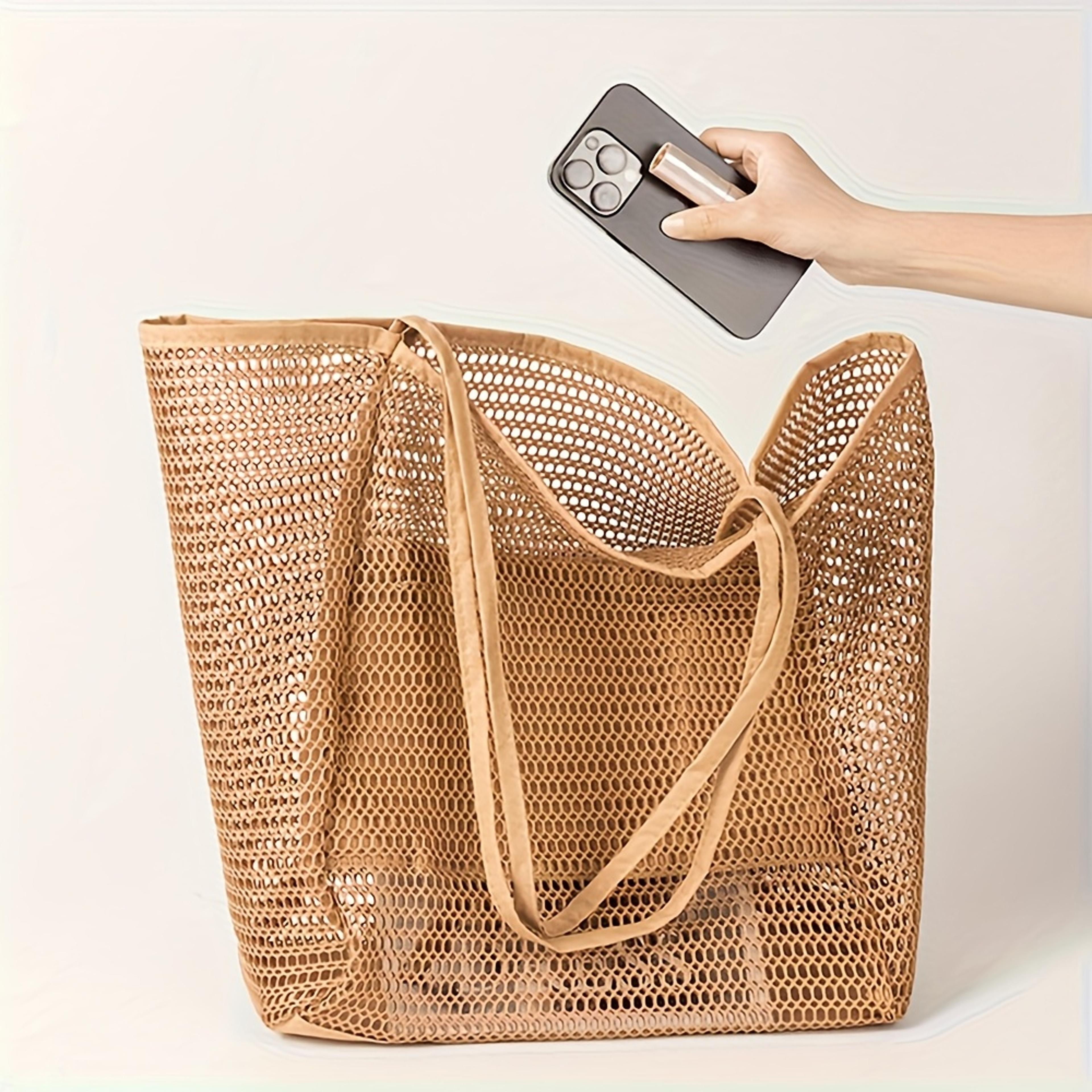 Durable Polyester Woven Shoulder Bag Womens Large Capacity Beach Tote With Open Top For Travel 3