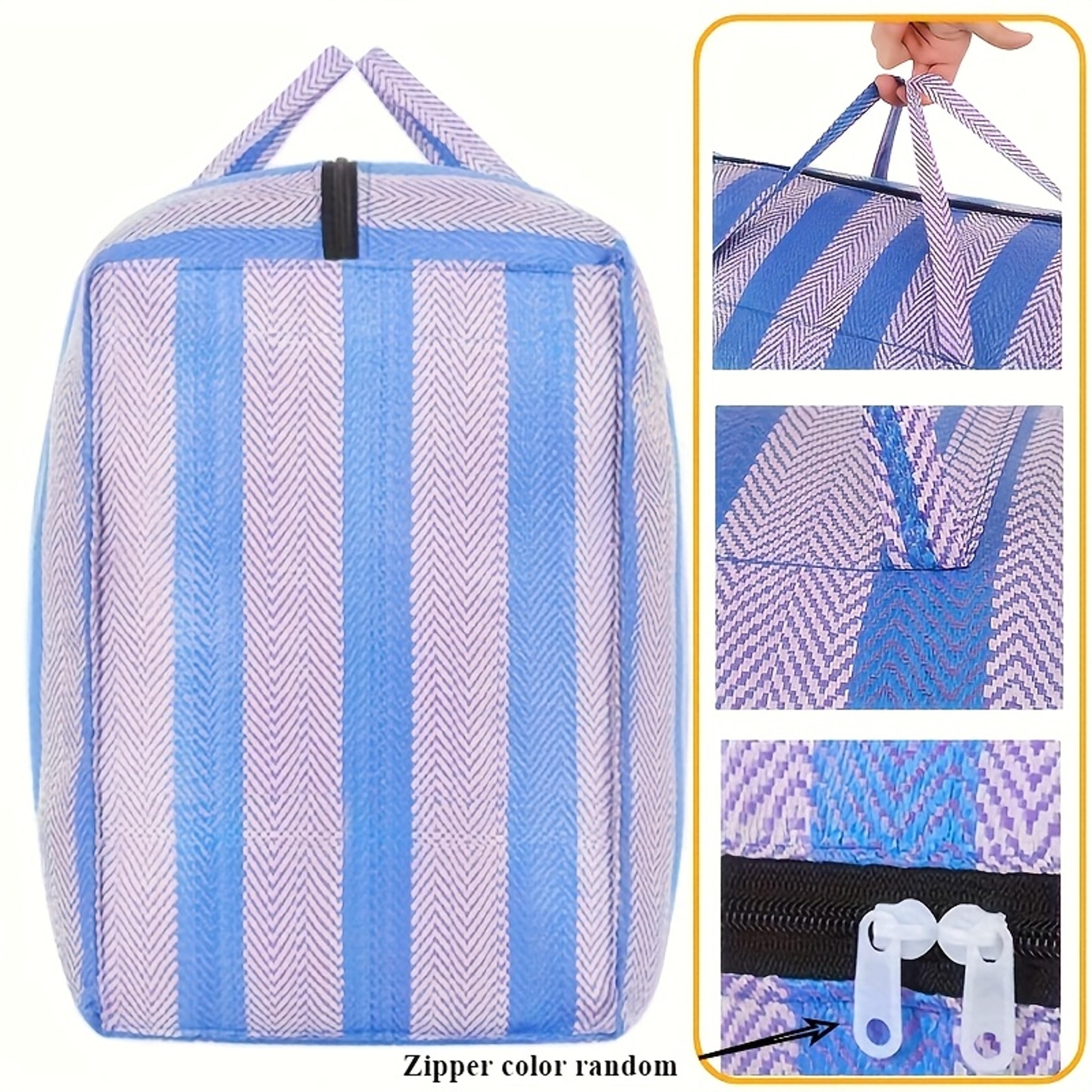 Portable Moving Bag Largecapacity Car Travel Storage Duffel Thickened Blue And White Nylon Quilt Ba 2