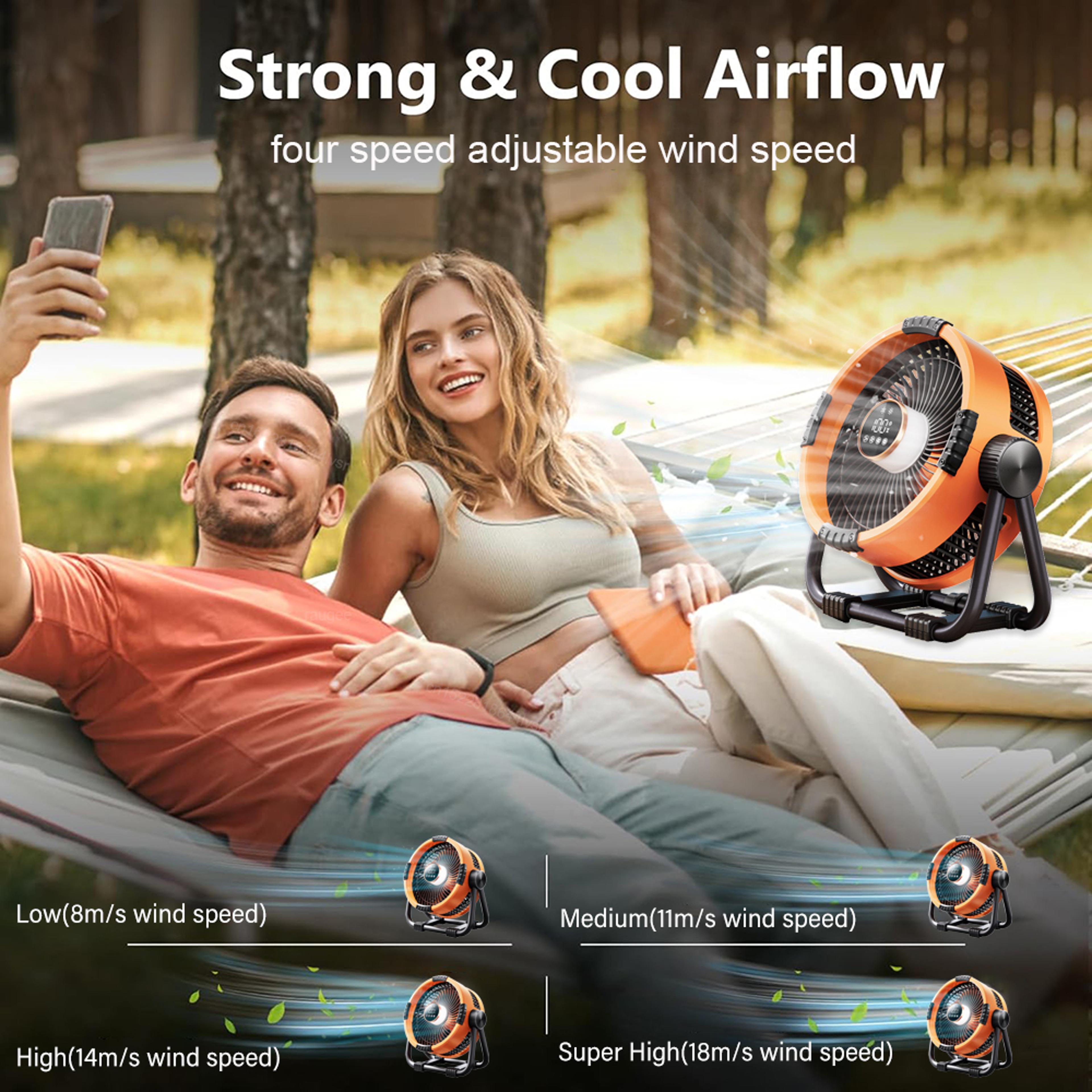Rechargeable Camping Fan Wireless Air Circulator With Tent Hook  Light 2