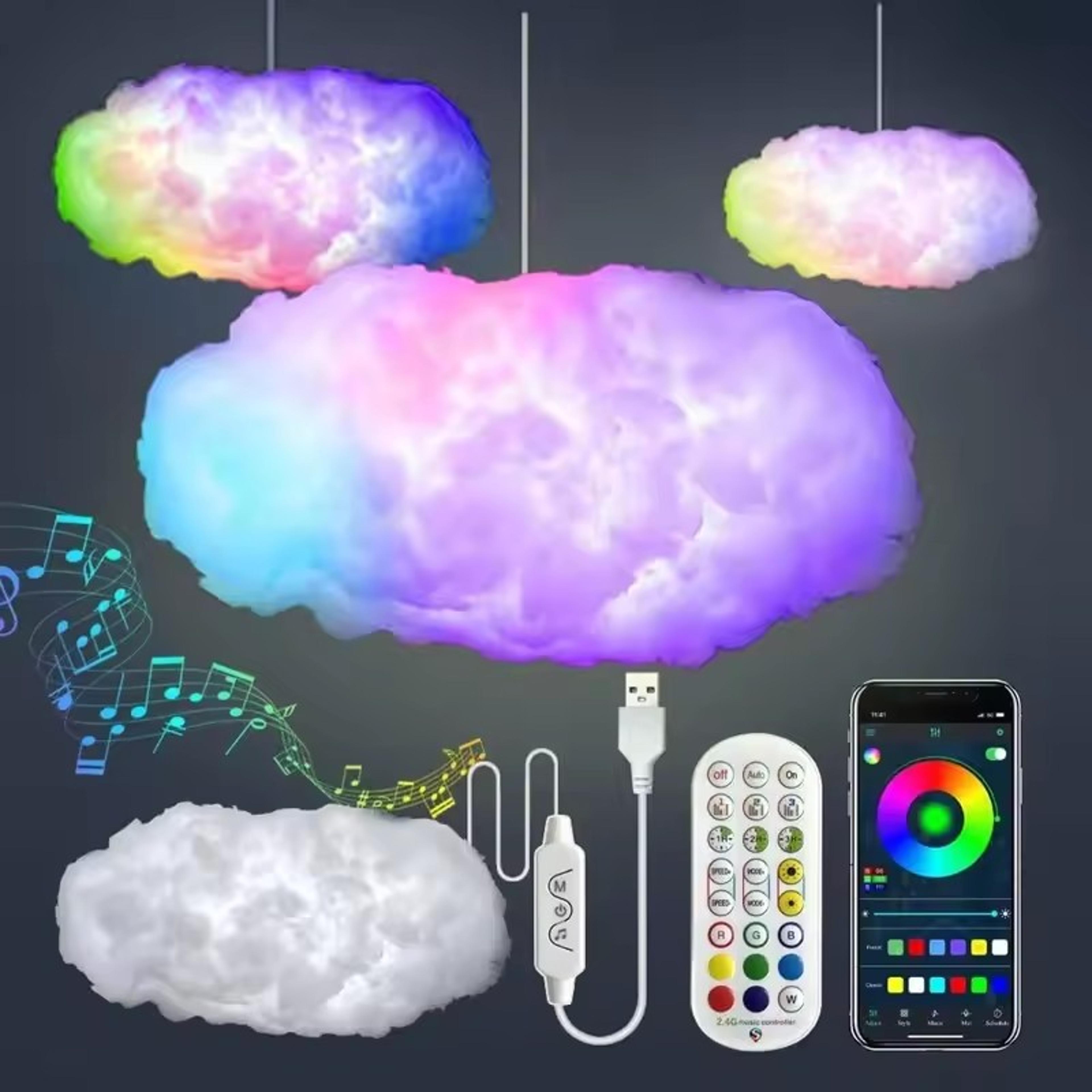 led cloud light strip, diy cotton ceiling light with app remote, gaming room decoration