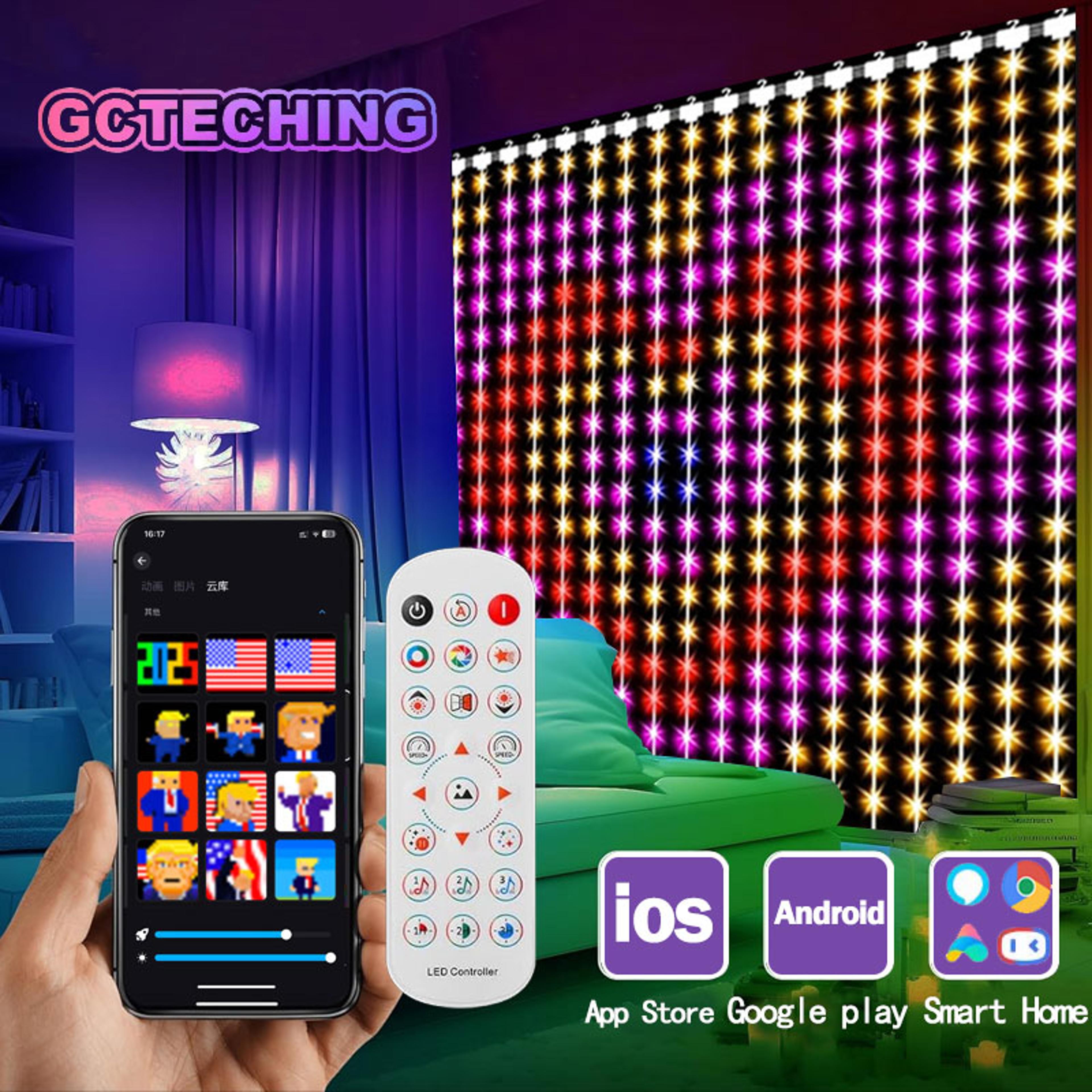 christmas curtain string outdoor fairy lights, led smart curtain lights with app control
