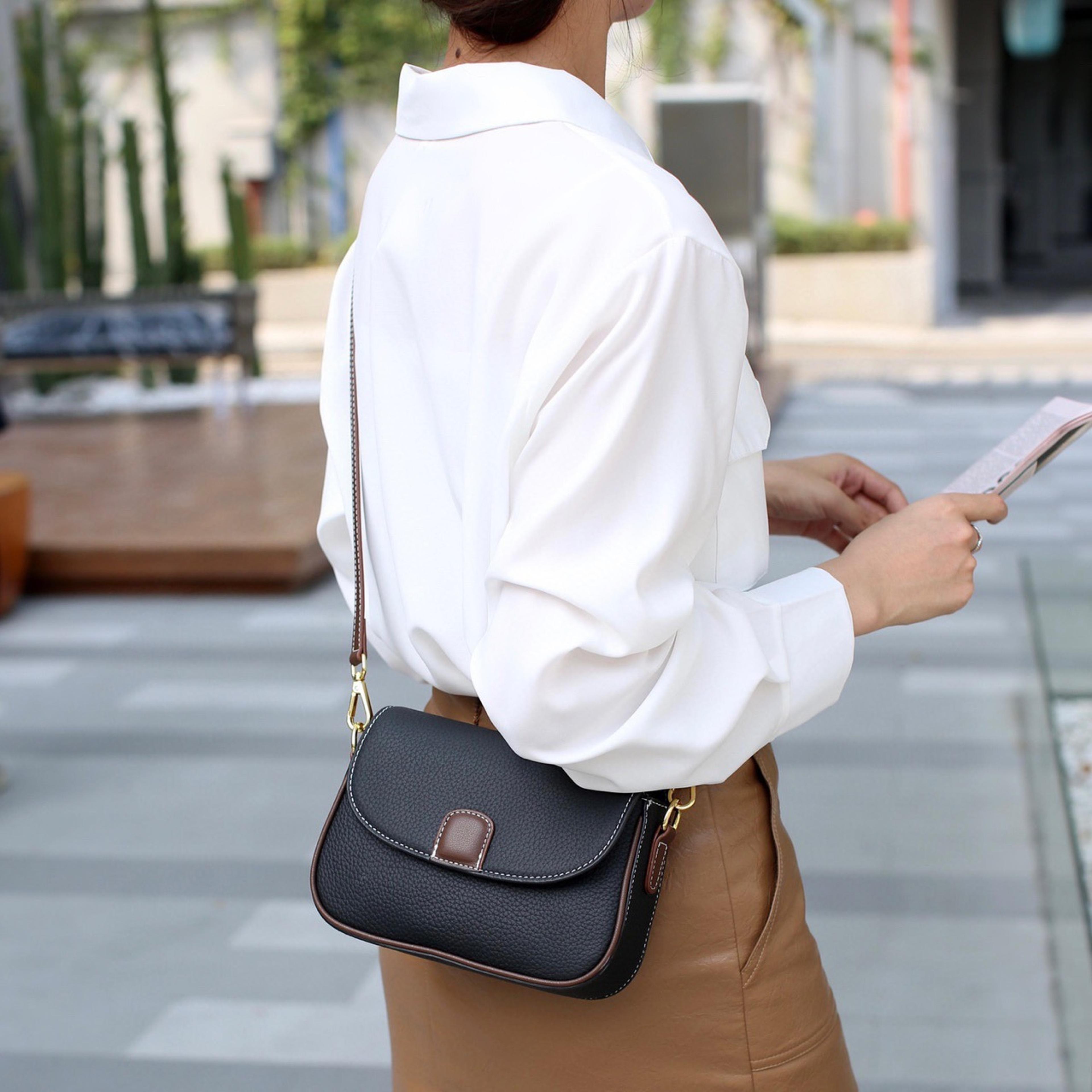 Luxury Contrast Color Messenger Handbag PU Leather Shoulder Bags For Women Fashion Flap Crossbody P 1