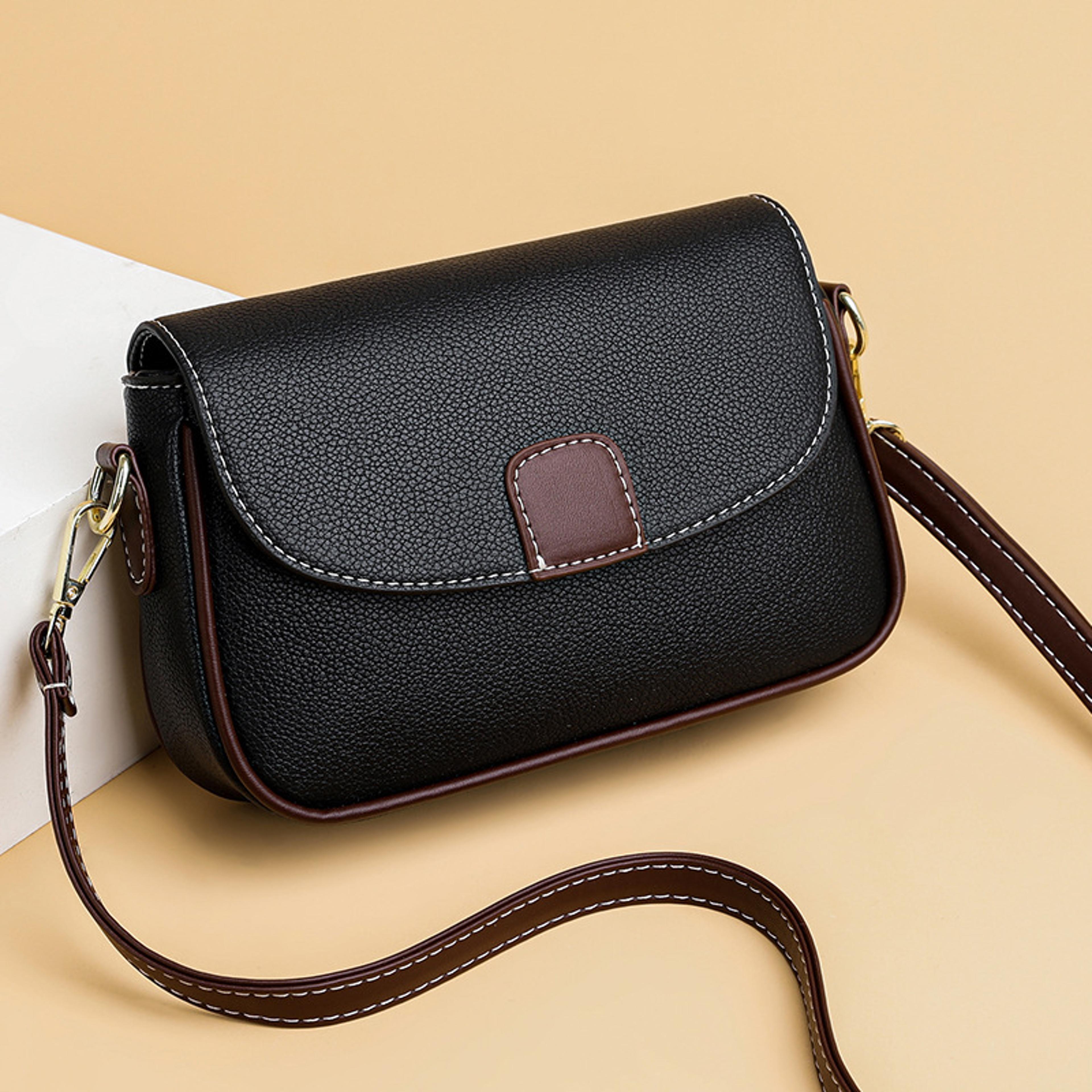 Luxury Contrast Color Messenger Handbag PU Leather Shoulder Bags For Women Fashion Flap Crossbody P 4