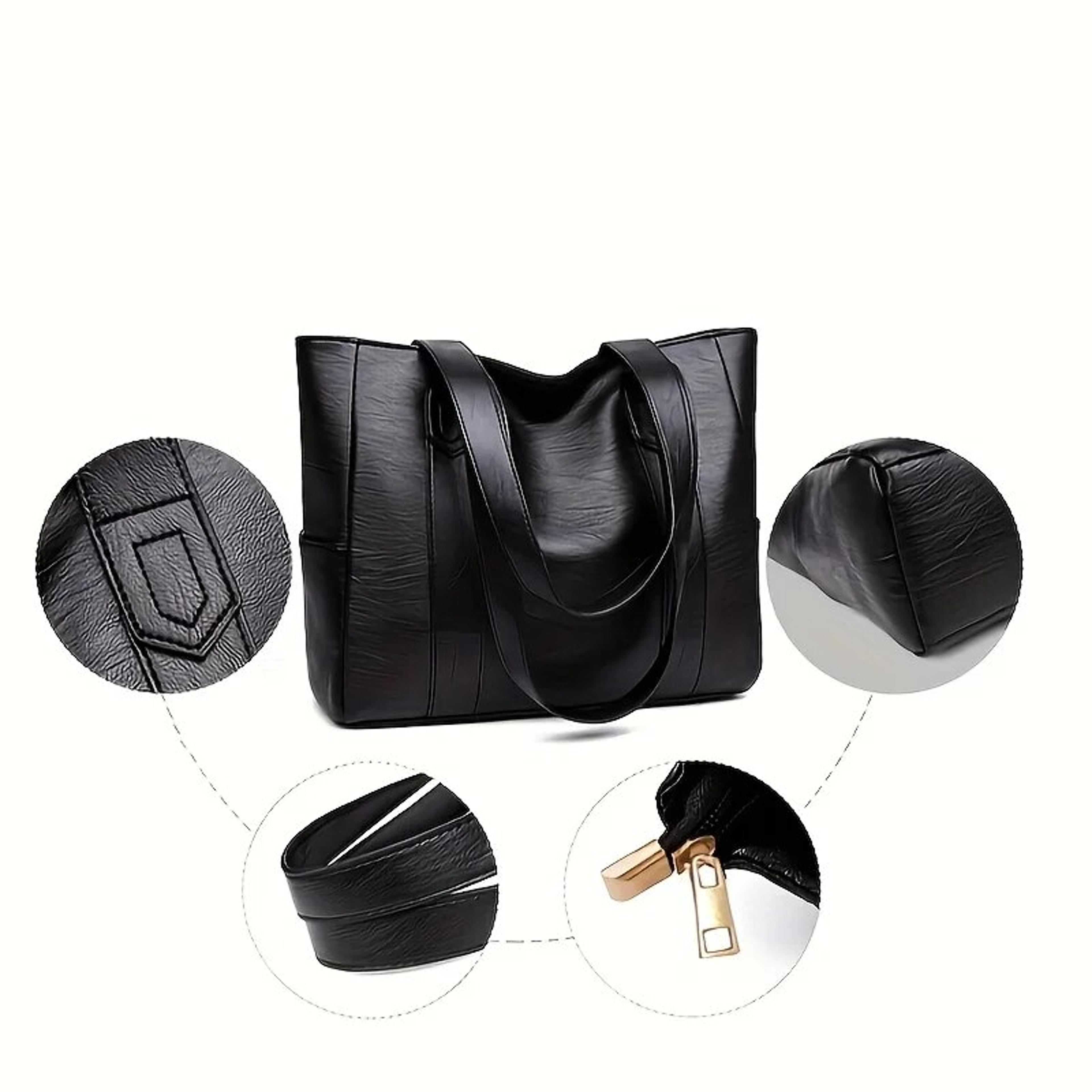 Retro Vegan Shoulder Bag Vintage Large Capacity Tote Bag Womens Casual Handbag For Commute 3